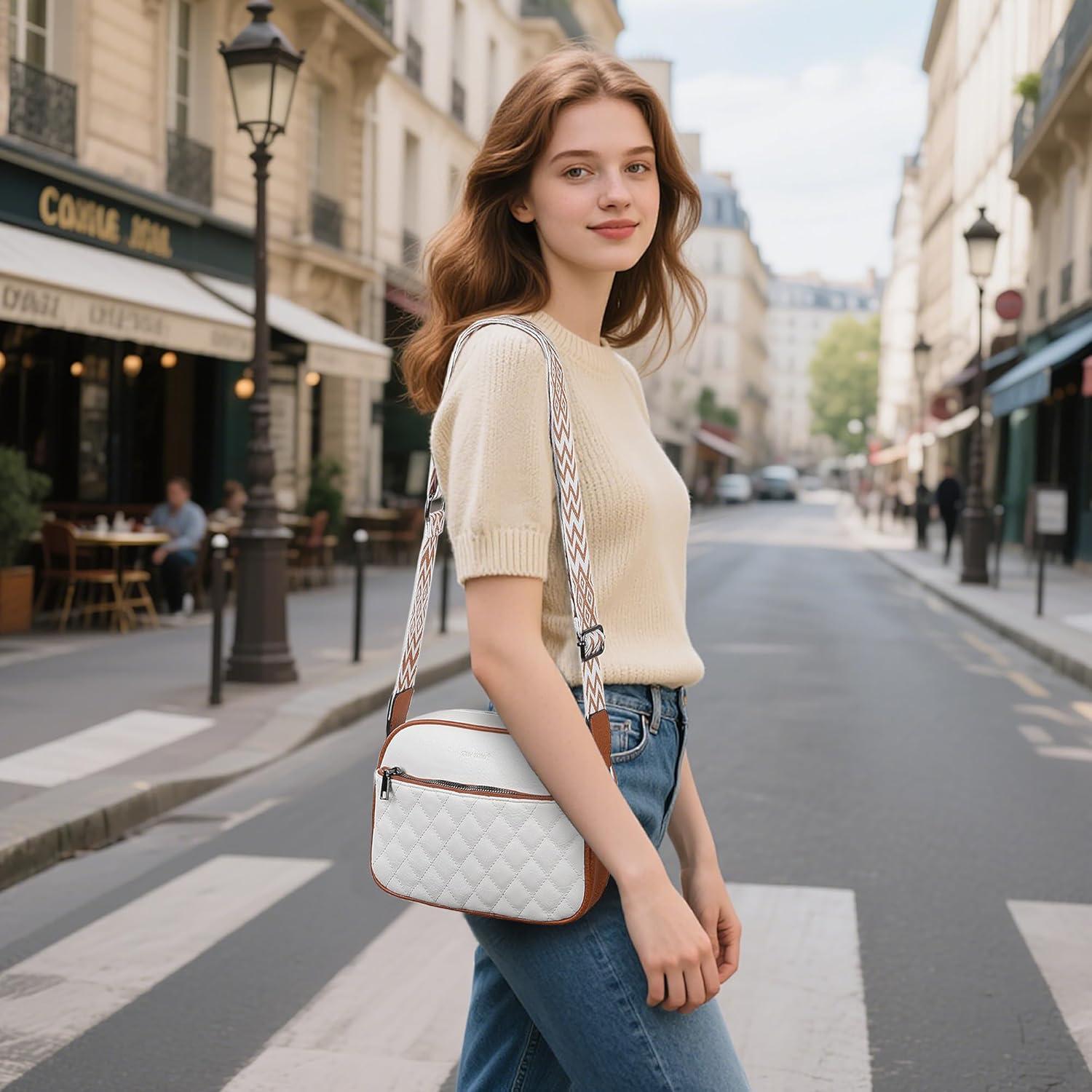 Bolso Cruzado Pequeño de Cuero PU para Mujeres - Blanco