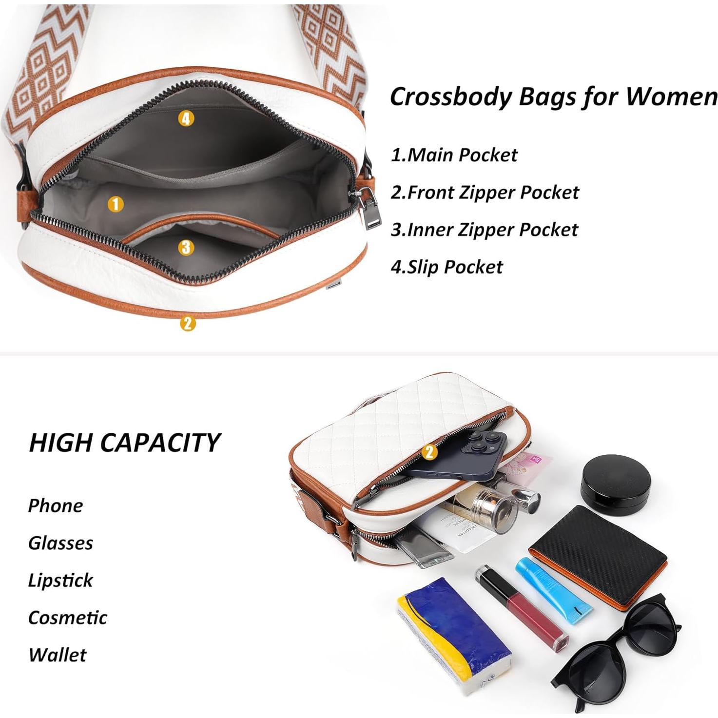 Bolso Cruzado Pequeño de Cuero PU para Mujeres - Blanco