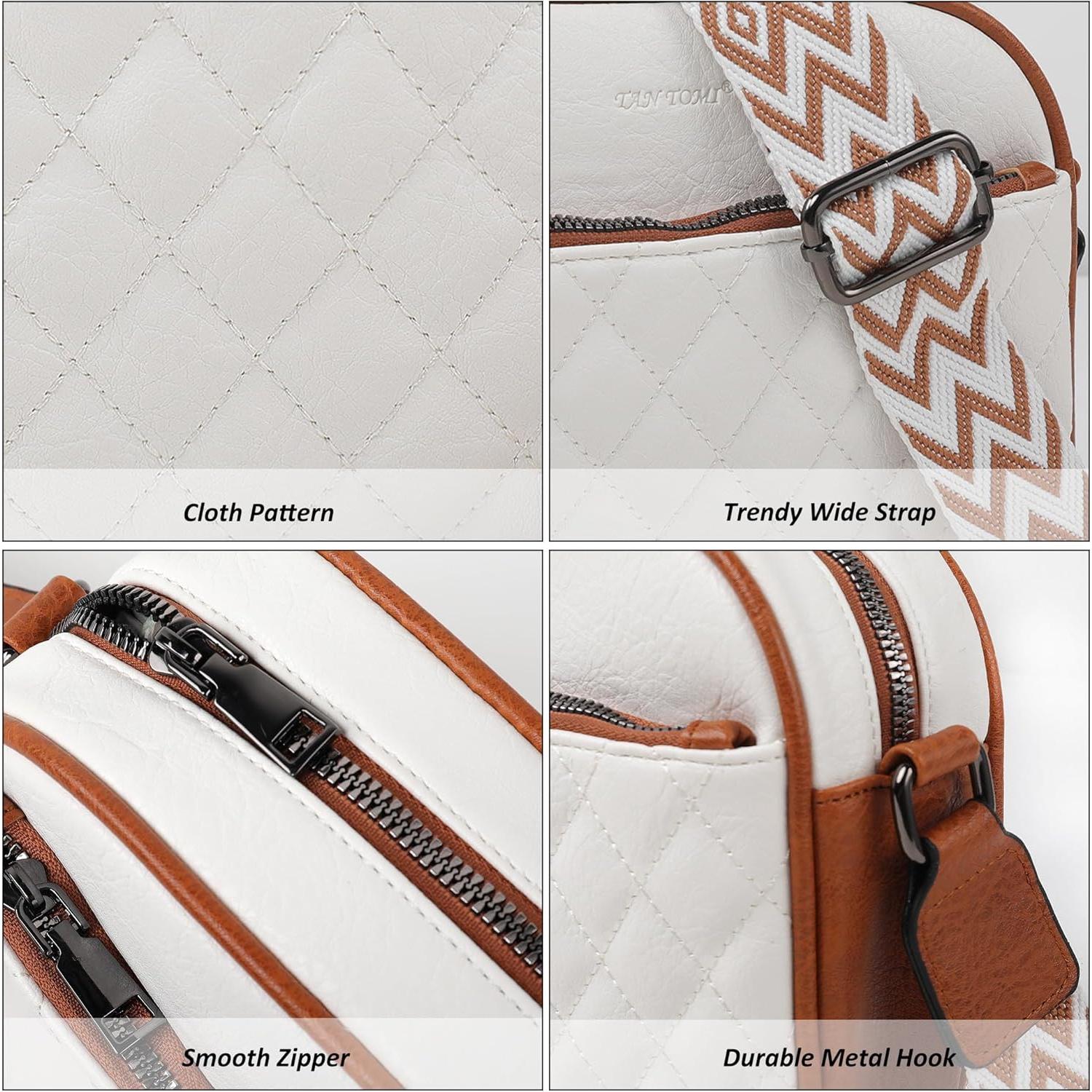 Bolso Cruzado Pequeño de Cuero PU para Mujeres - Blanco