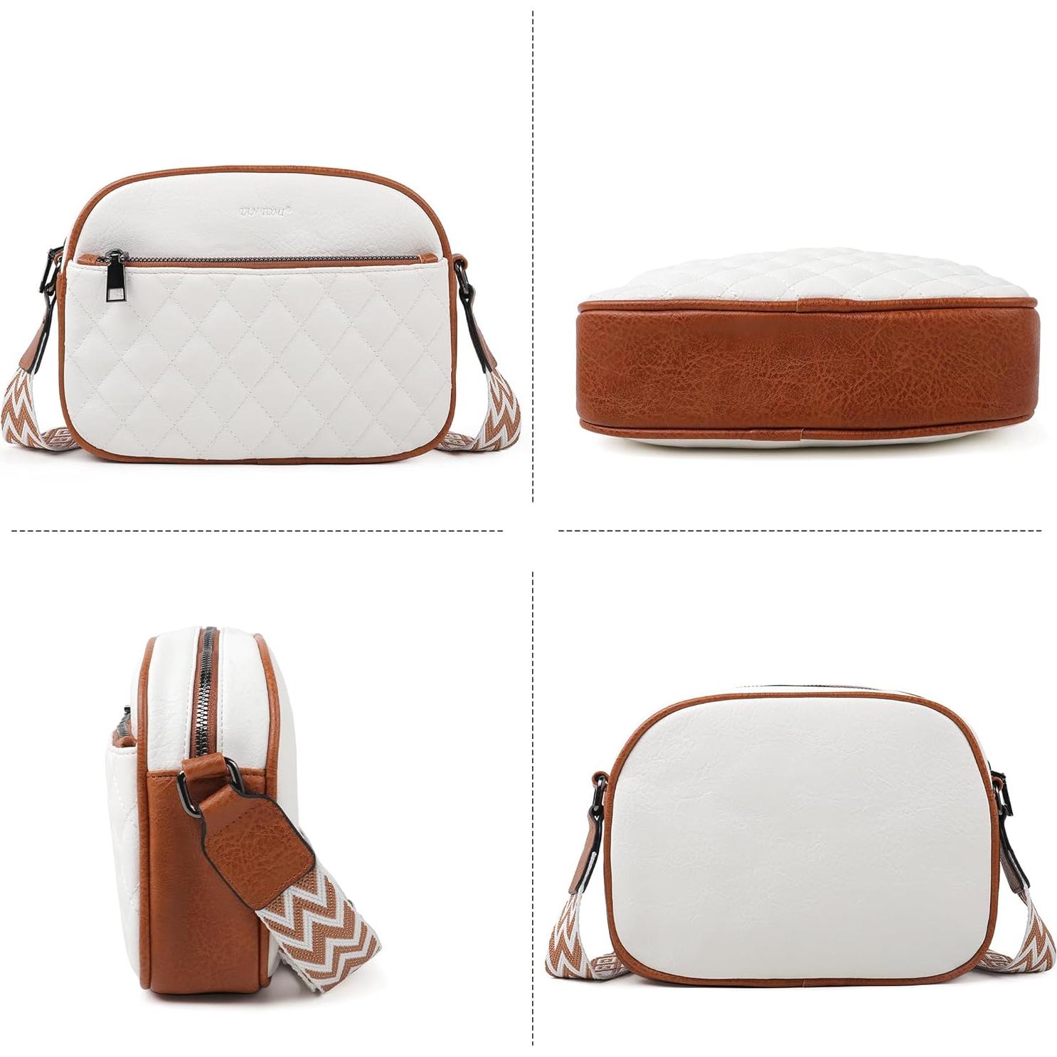 Bolso Cruzado Pequeño de Cuero PU para Mujeres - Blanco