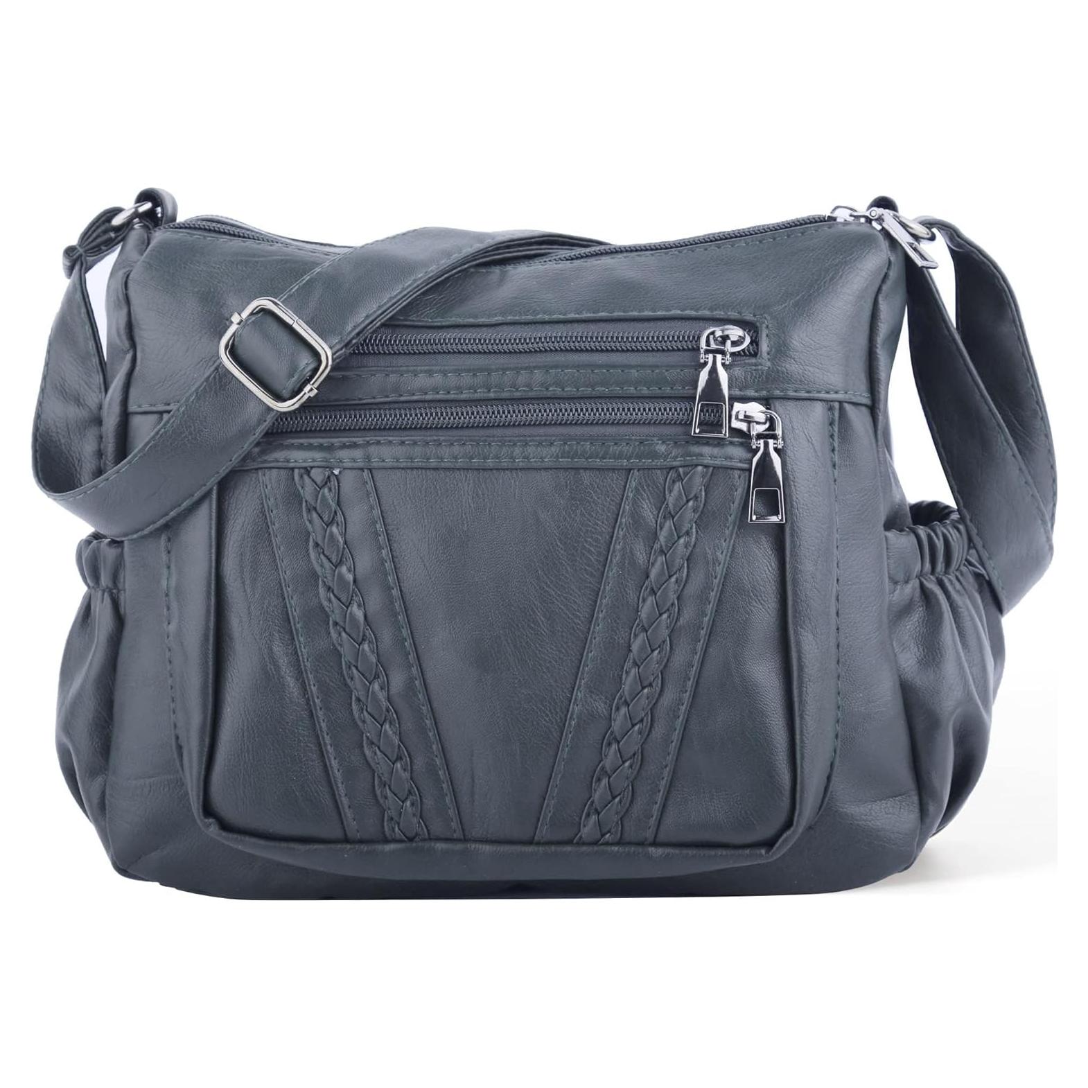 Bolso Cruzado ELDA de Cuero PU para Mujeres - Multi Bolsillo