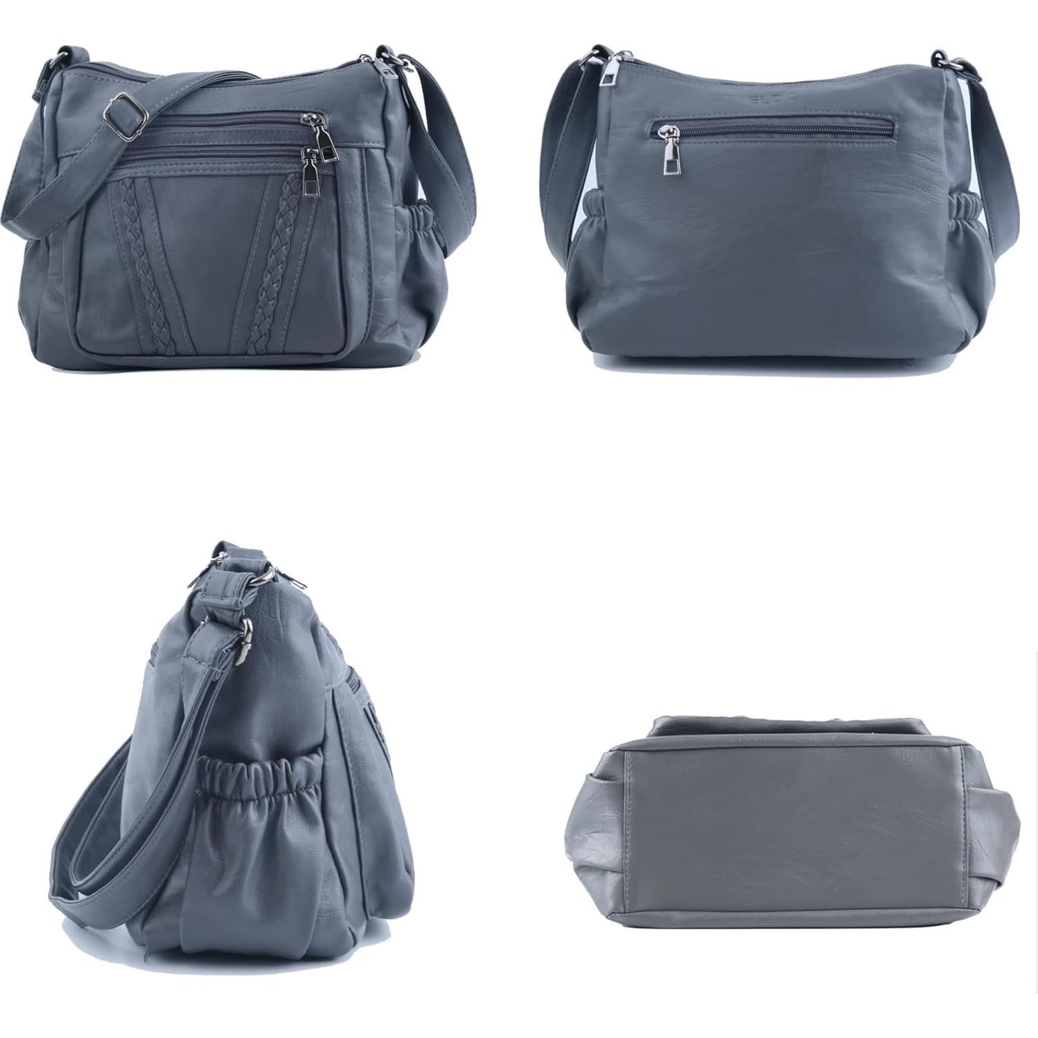 Bolso Cruzado ELDA de Cuero PU para Mujeres - Multi Bolsillo