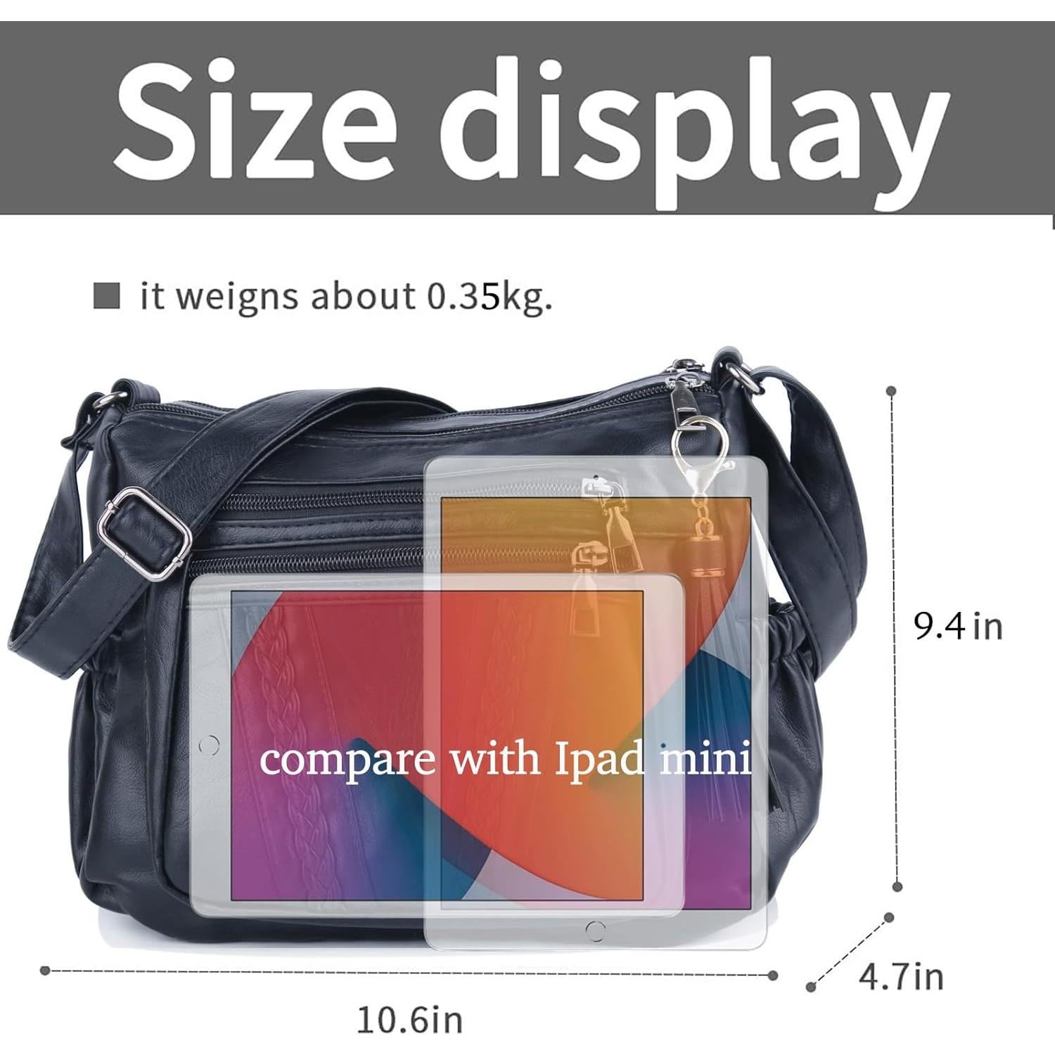 Bolso Cruzado ELDA de Cuero PU para Mujeres - Multi Bolsillo