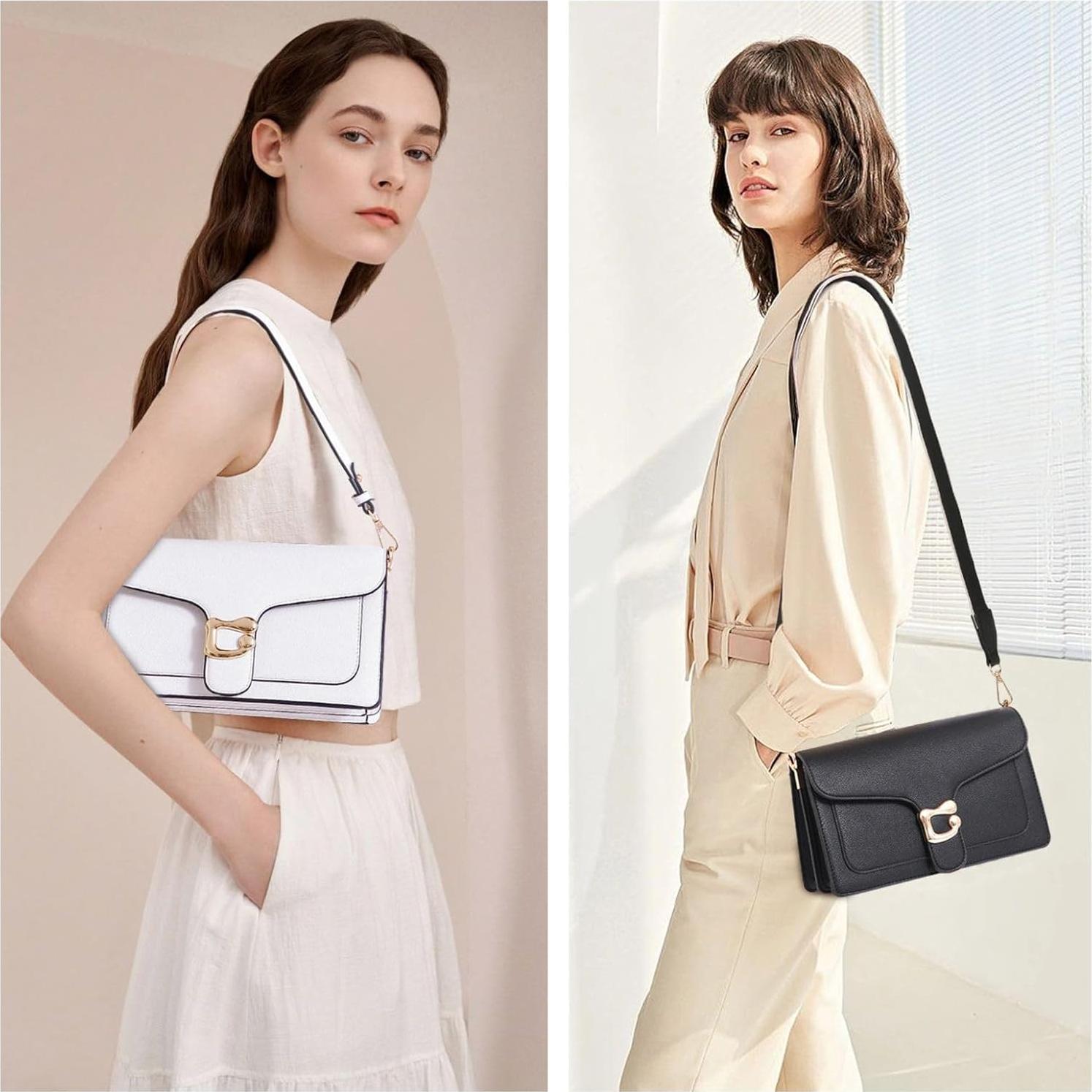 Bolso Cruzado de Cuero Travistar para Mujeres - Negro, 26x9.5 cm