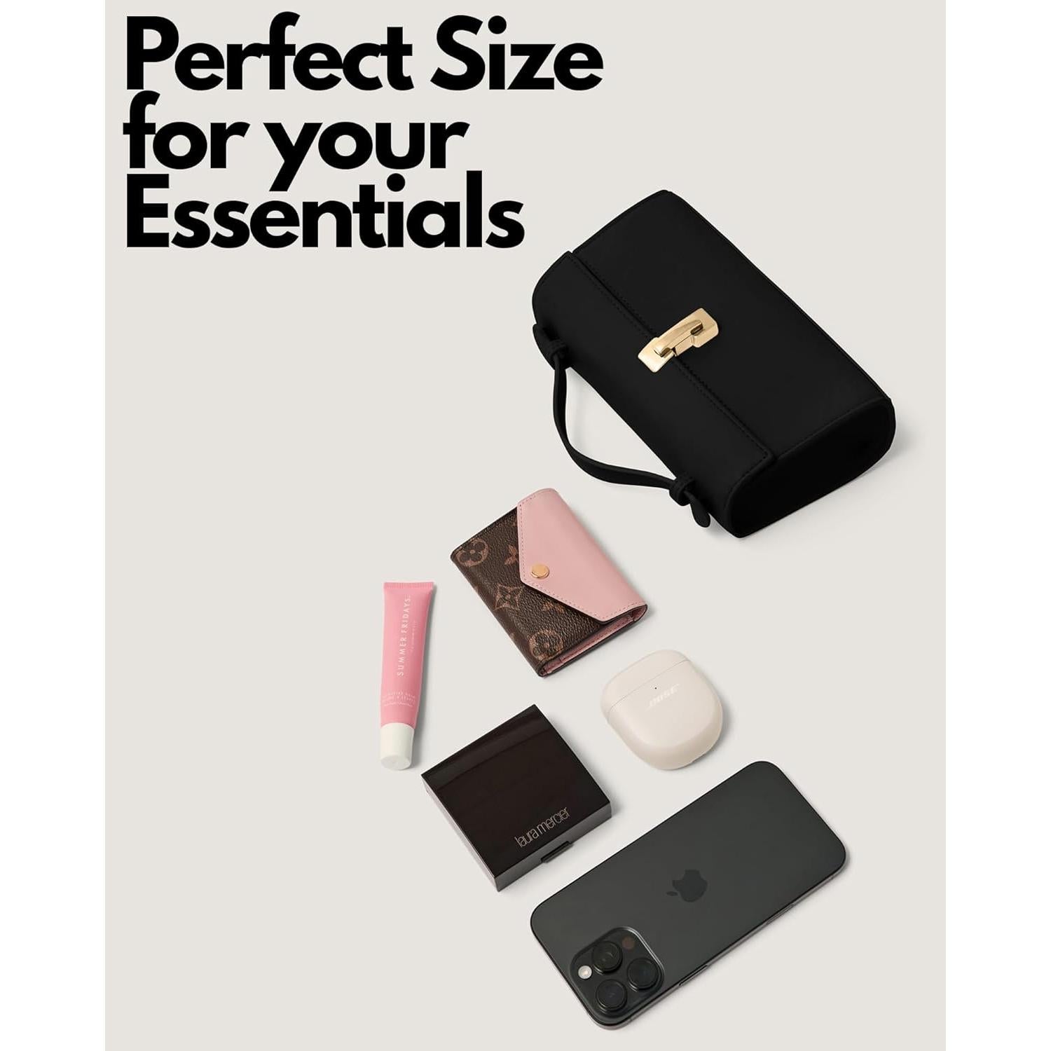 Bolso de Mano para Mujeres - Cuero PU Negro - 3 en 1