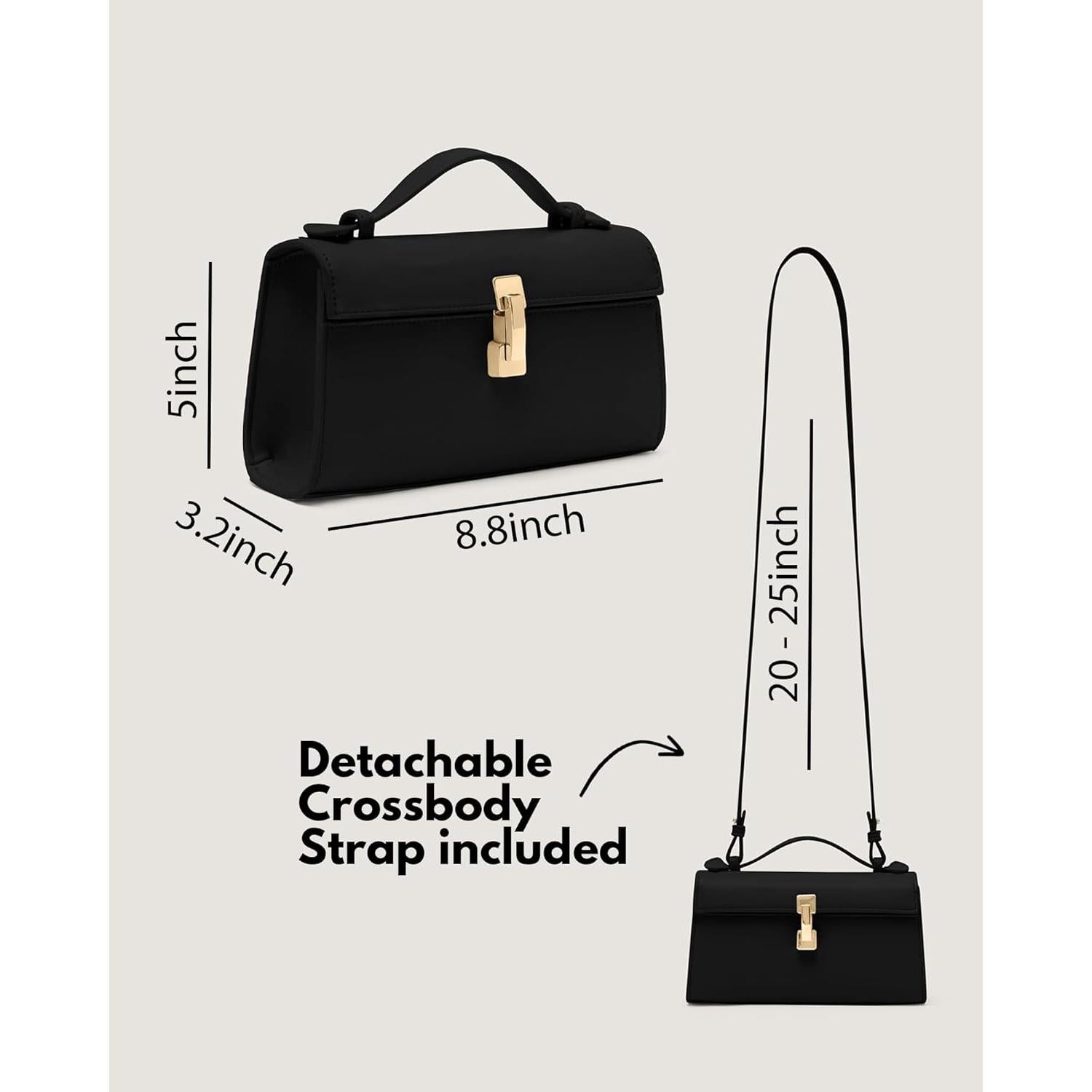 Bolso de Mano para Mujeres - Cuero PU Negro - 3 en 1