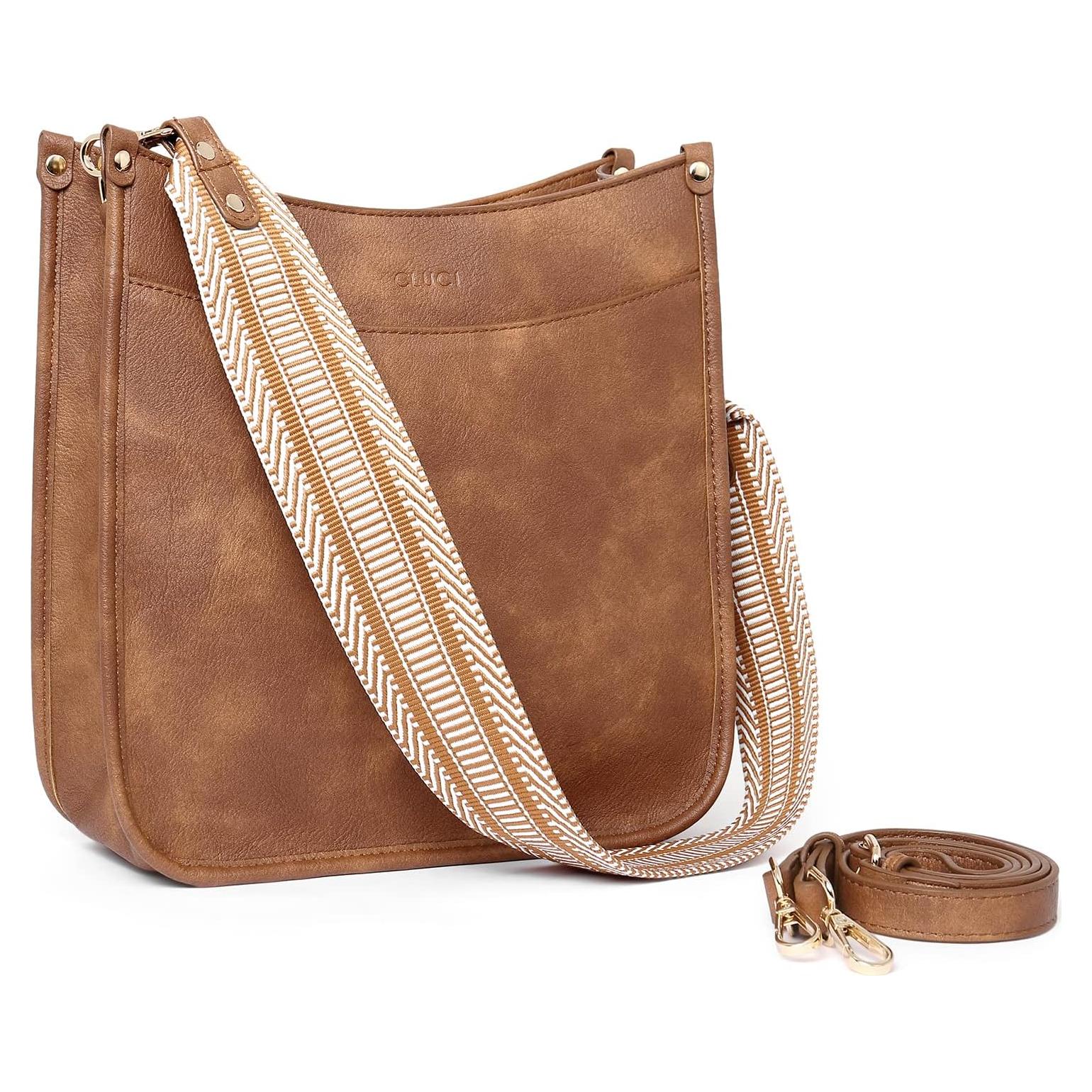 Bolso Cruzado CLUCI de Cuero Vegano para Mujeres - Marrón