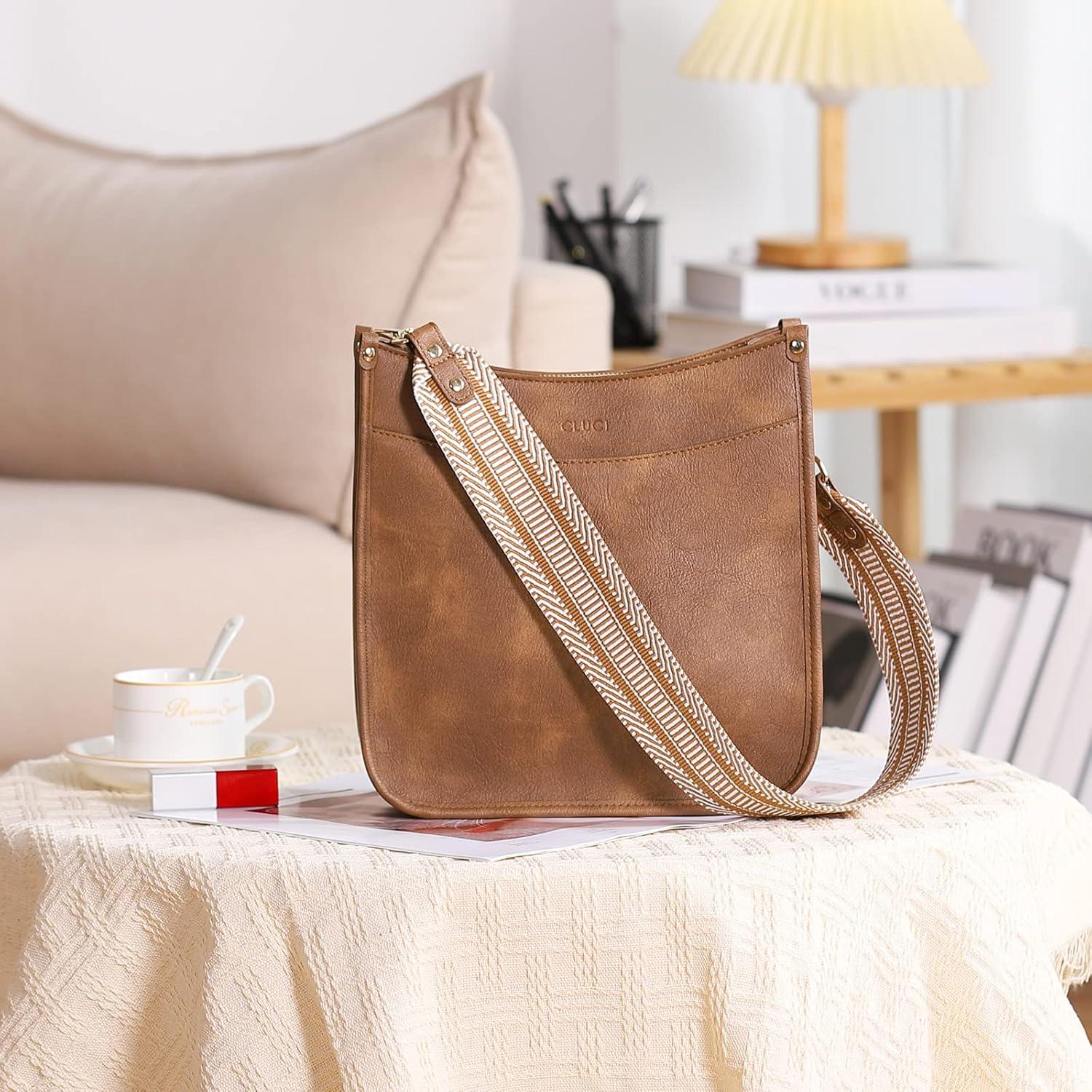 Bolso Cruzado CLUCI de Cuero Vegano para Mujeres - Marrón