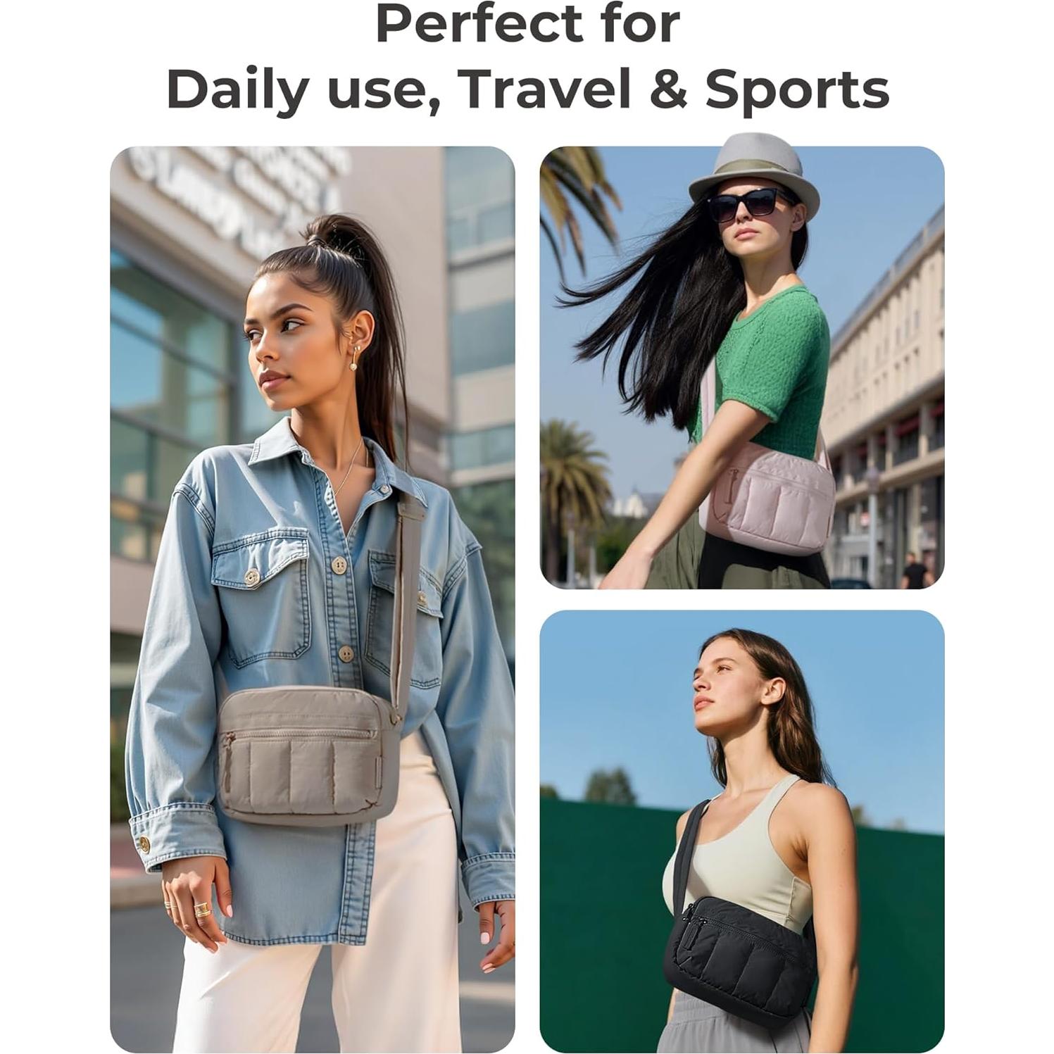 Bolso Cruzado Acolchado BAGSMART para Mujeres 2.4L Marrón