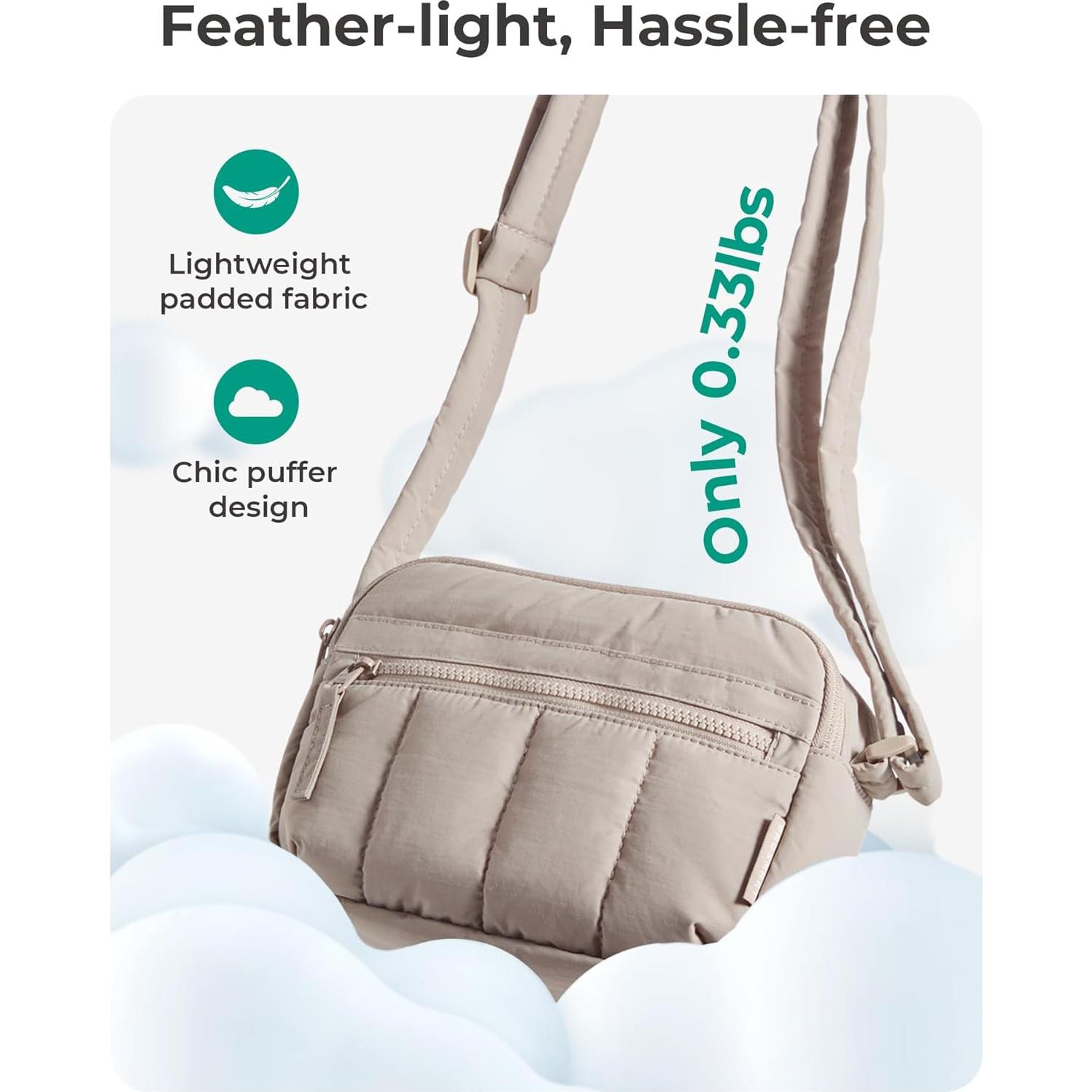 Bolso Cruzado Acolchado BAGSMART para Mujeres 2.4L Marrón