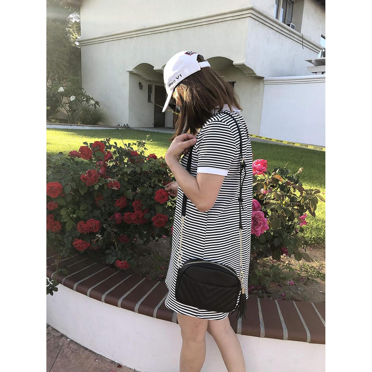 Bolso Cruzado Acolchado Lola Mae Negro 21.6x5.1x15.2 cm