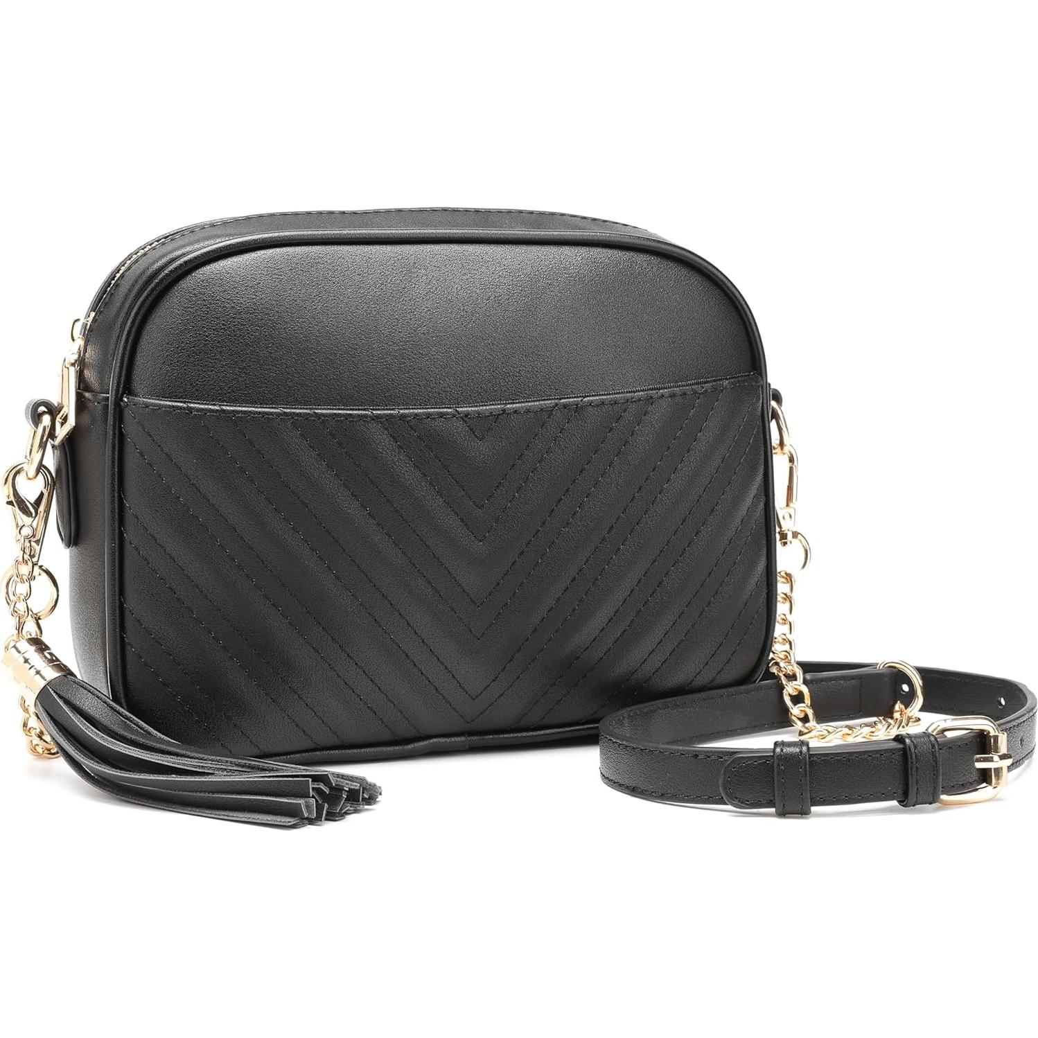 Bolso Cruzado Acolchado Lola Mae Negro 21.6x5.1x15.2 cm