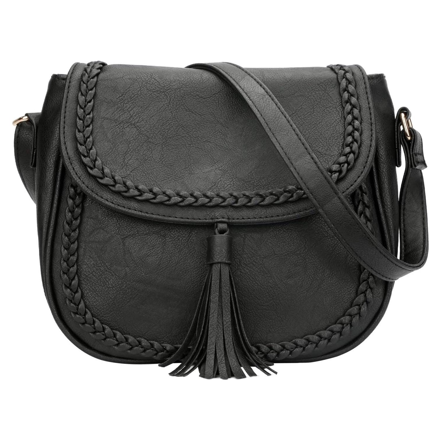 Bolso Cruzado Casual para Mujeres KKXIU con Flecos Negro