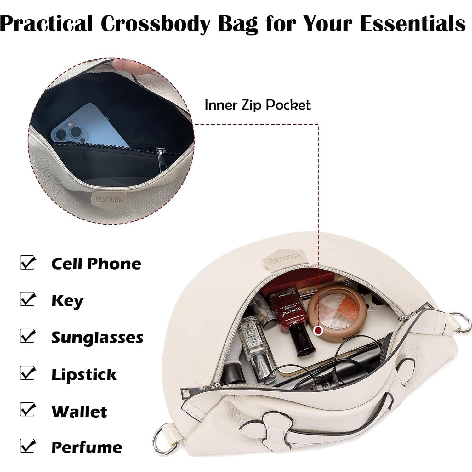 Bolso Cruzado Eslcorri para Mujeres - Riñonera de Cuero 30x19.6cm