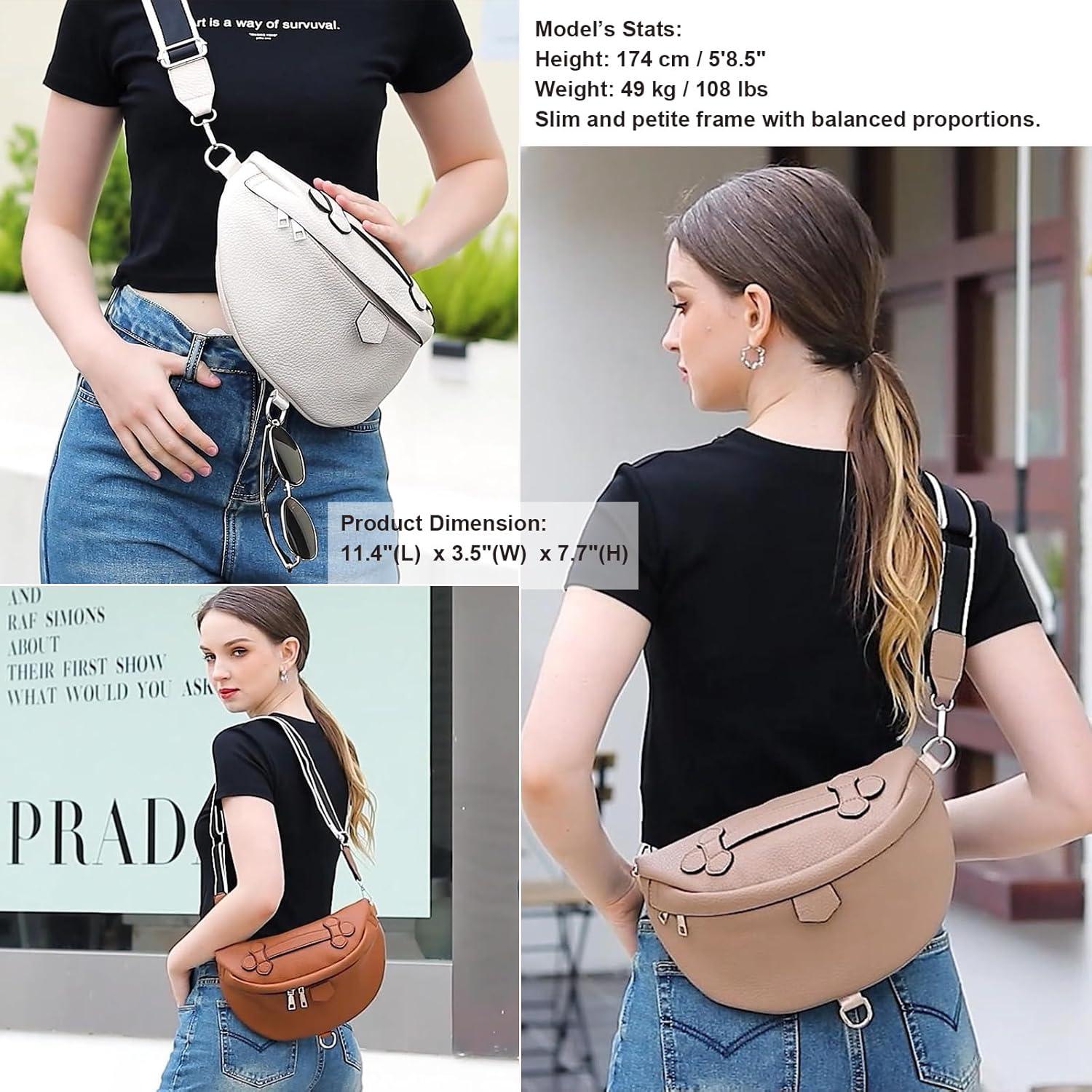 Bolso Cruzado Eslcorri para Mujeres - Riñonera de Cuero 30x19.6cm