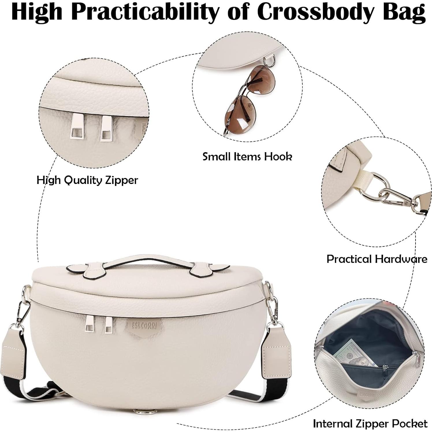 Bolso Cruzado Eslcorri para Mujeres - Riñonera de Cuero 30x19.6cm