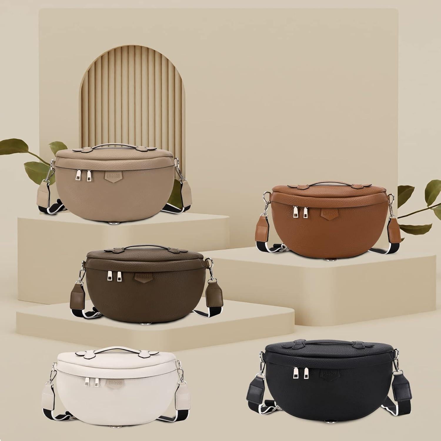 Bolso Cruzado Eslcorri para Mujeres - Riñonera de Cuero 30x19.6cm