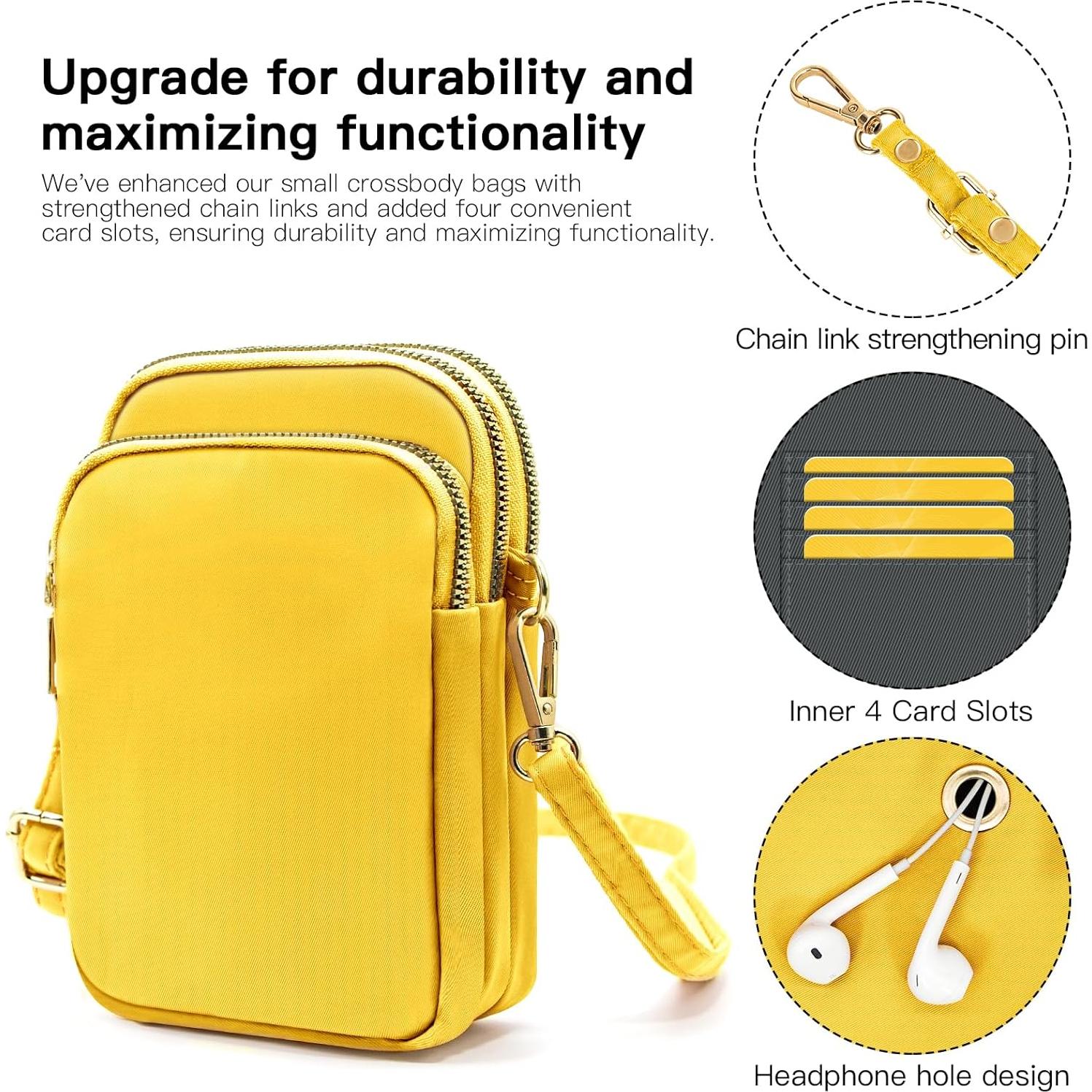 Bolsa Cruzada Pequeña YINHEXI Unisex Amarillo 17x11.4 cm