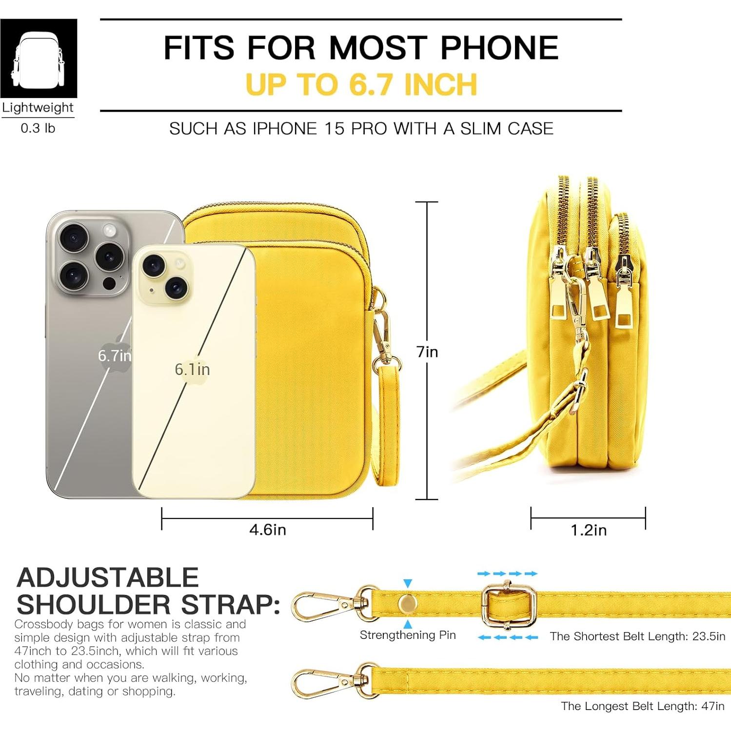 Bolsa Cruzada Pequeña YINHEXI Unisex Amarillo 17x11.4 cm