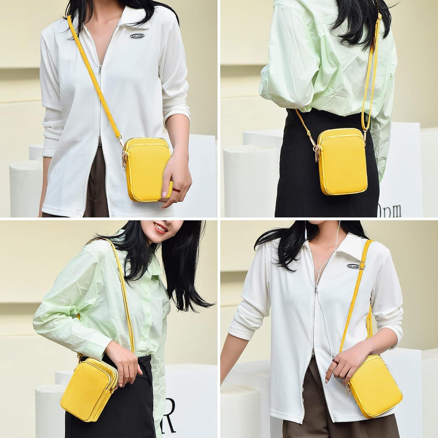 Bolsa Cruzada Pequeña YINHEXI Unisex Amarillo 17x11.4 cm