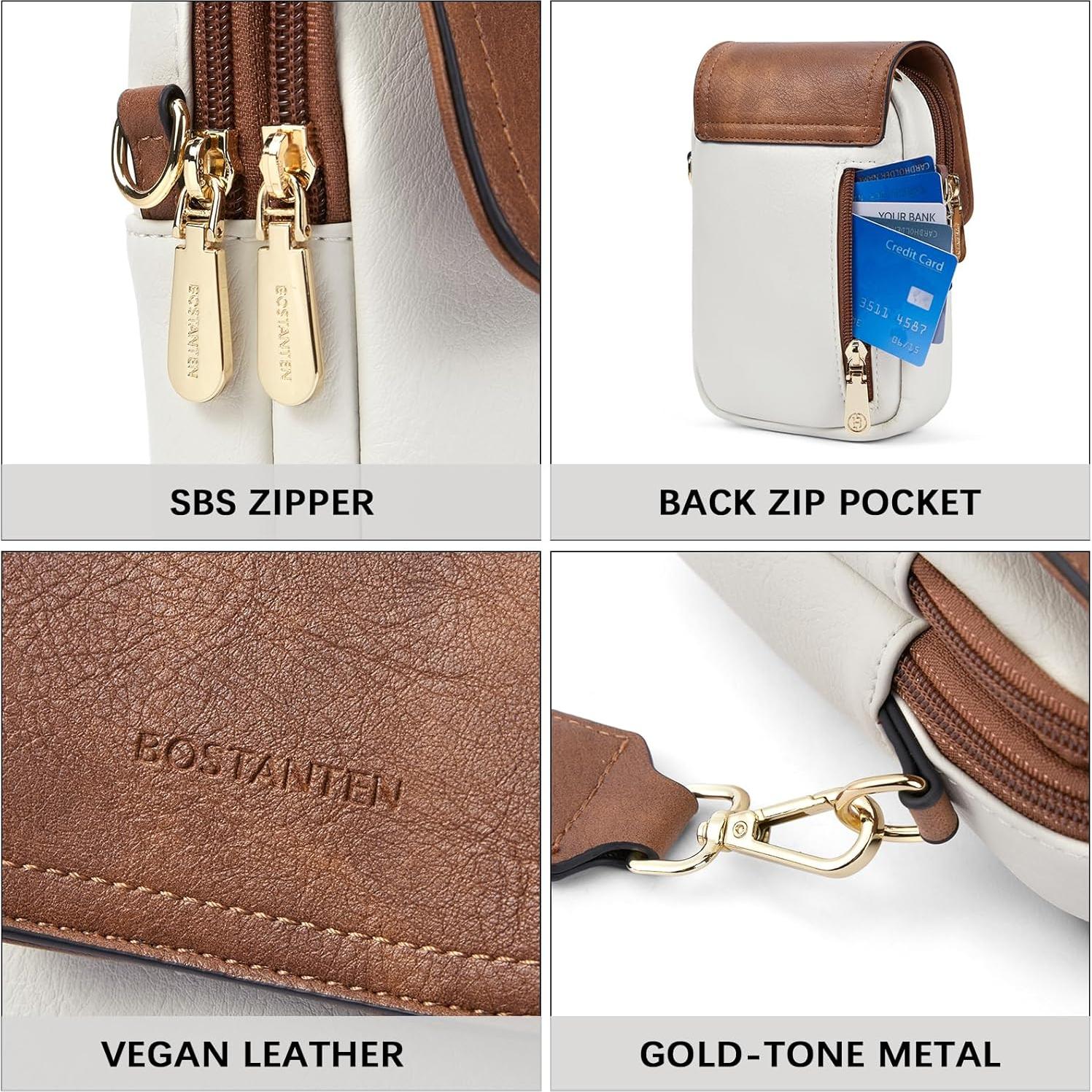 BOSTANTEN Small Crossbody Bags for Women Cell Phone Purse Leather Wallet Handbags with Card Slots