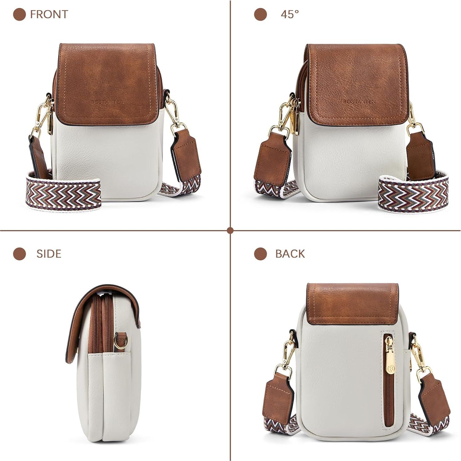 BOSTANTEN Small Crossbody Bags for Women Cell Phone Purse Leather Wallet Handbags with Card Slots