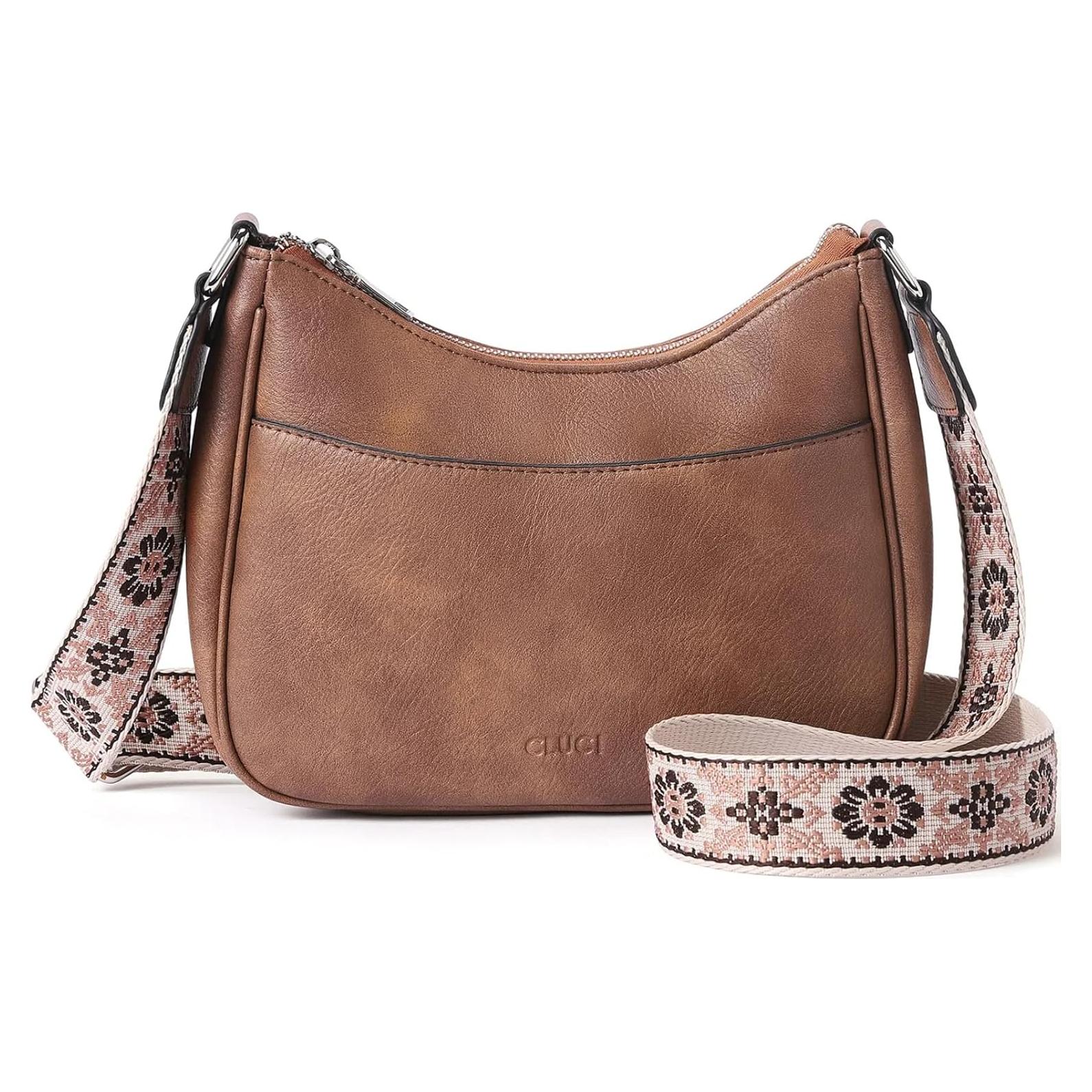 Bolso Cruzado CLUCI de Cuero Vegano para Mujeres - Marrón