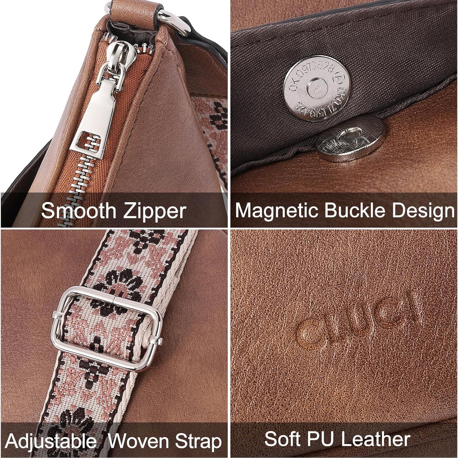 Bolso Cruzado CLUCI de Cuero Vegano para Mujeres - Marrón