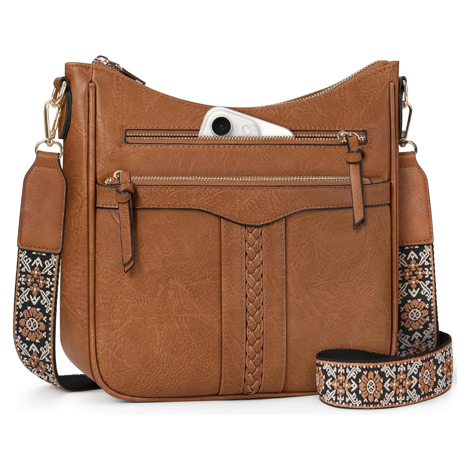 Bolso Cruzado RAINSMORE para Mujeres de Cuero PU Marrón