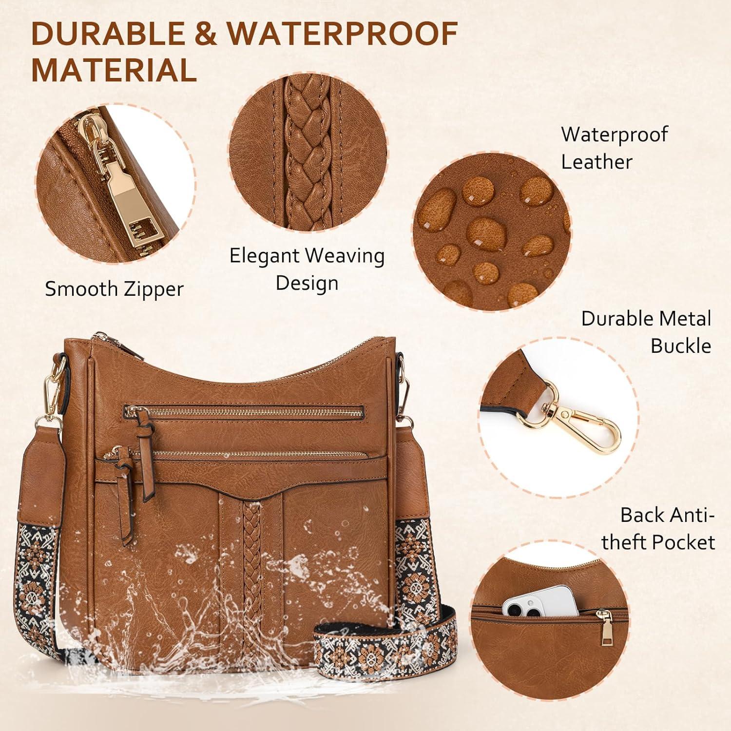 Bolso Cruzado RAINSMORE para Mujeres de Cuero PU Marrón