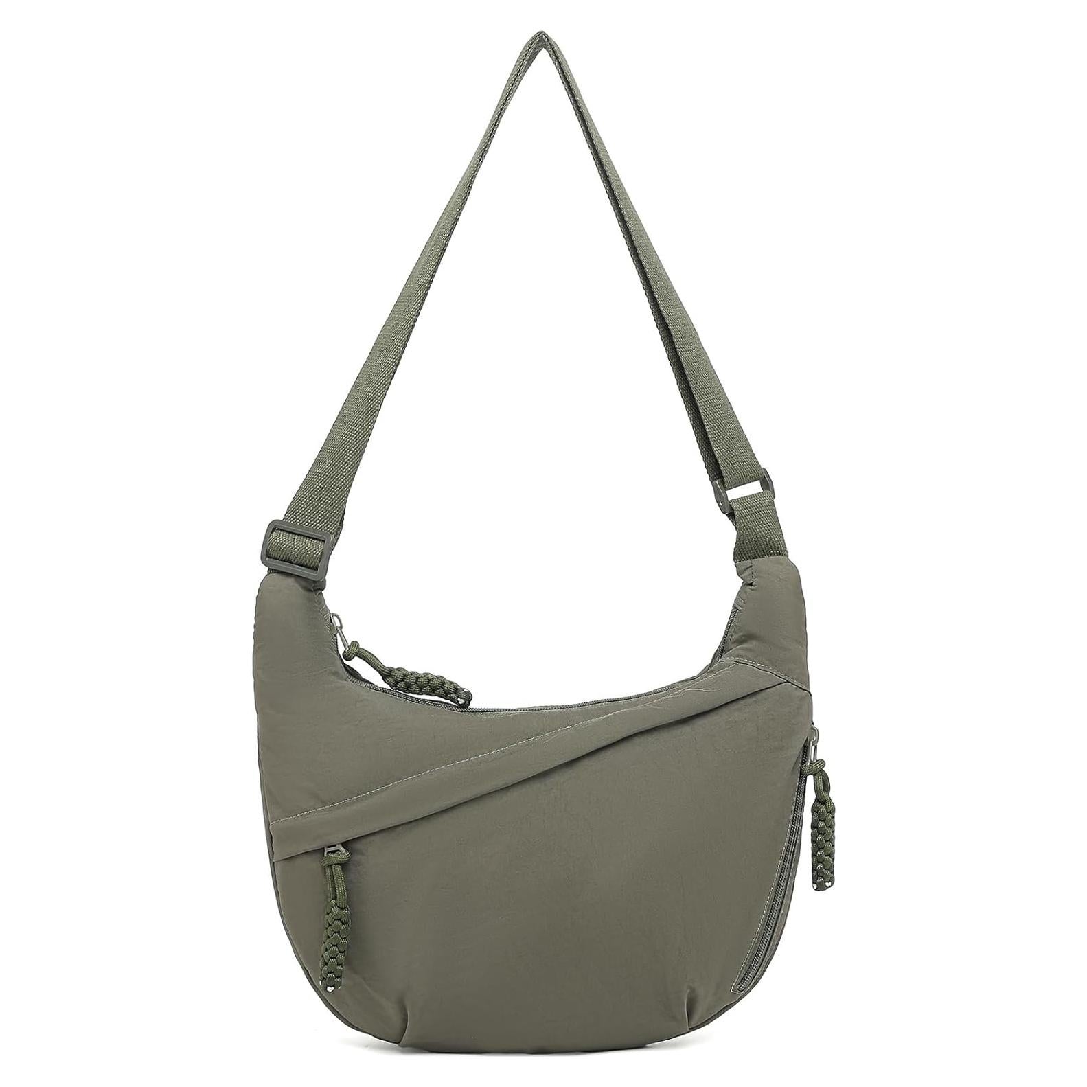 Bolso Cruzado Hobo de Nylon Verde Ejército para Mujeres 35x24cm
