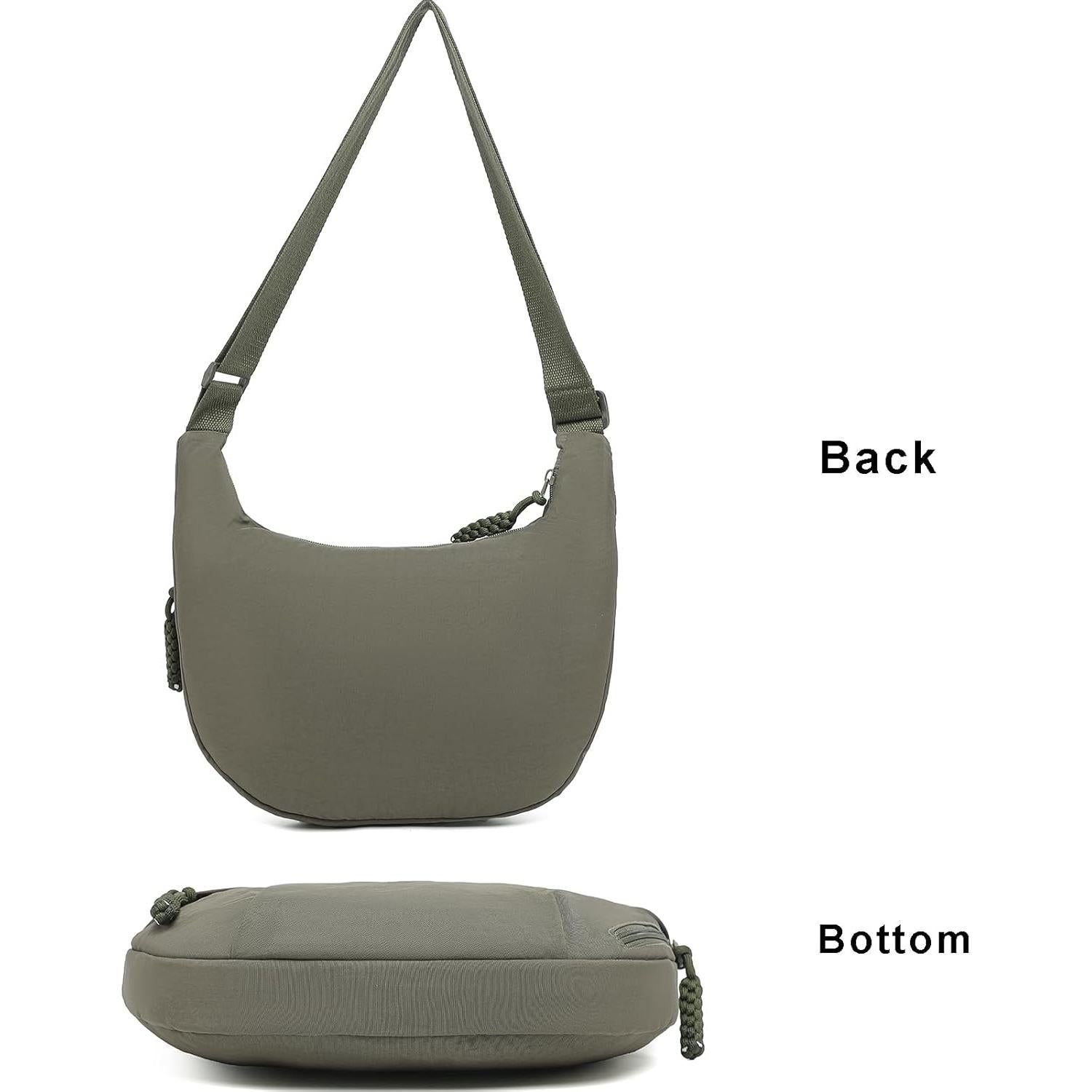 Bolso Cruzado Hobo de Nylon Verde Ejército para Mujeres 35x24cm