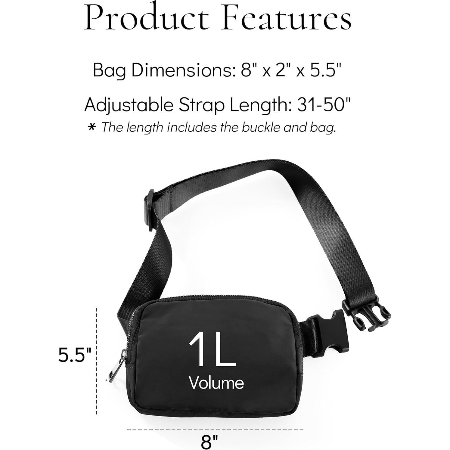 Bolso Cruzado Unisex YOSHUYUKI Mini Negro Impermeable 1L