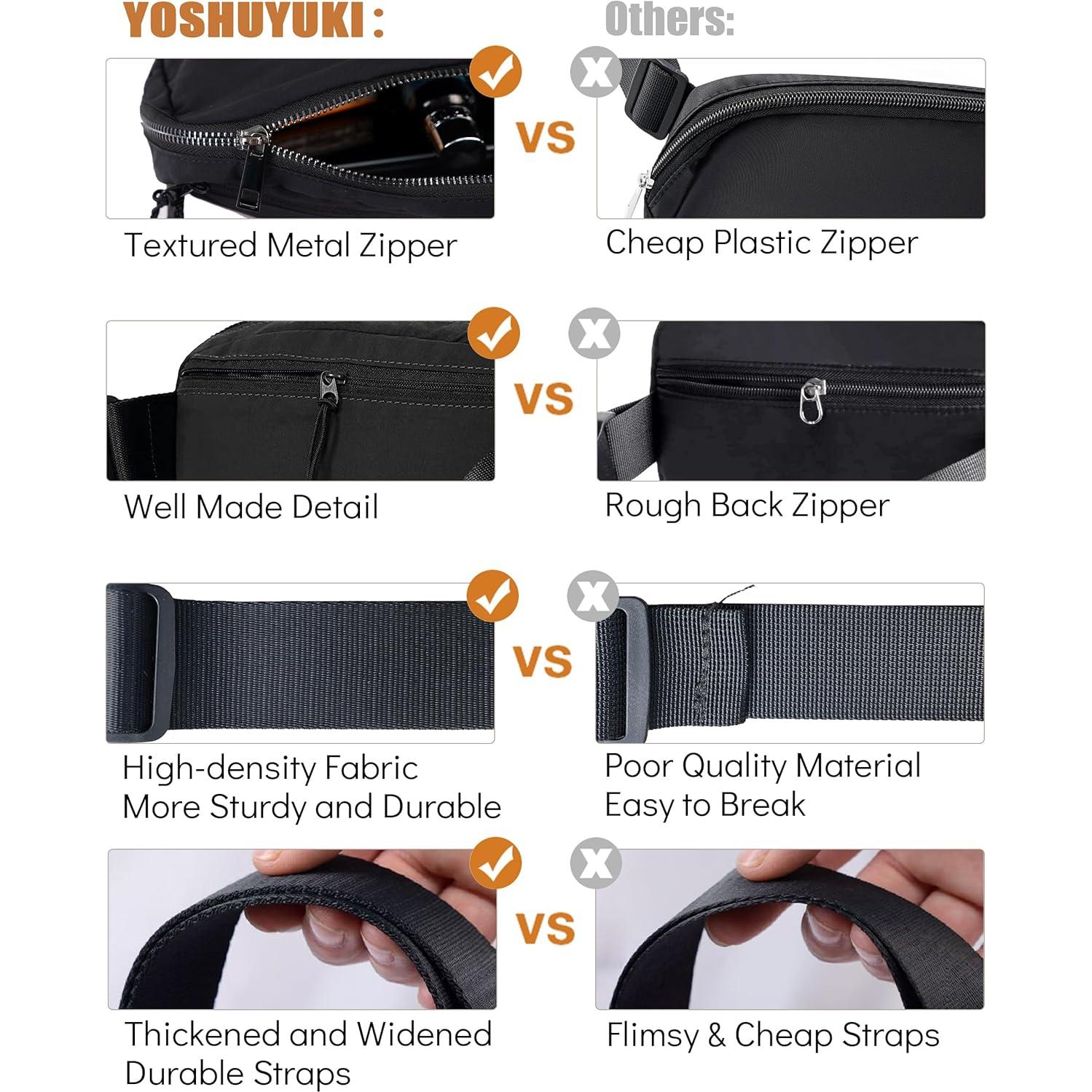 Bolso Cruzado Unisex YOSHUYUKI Mini Negro Impermeable 1L