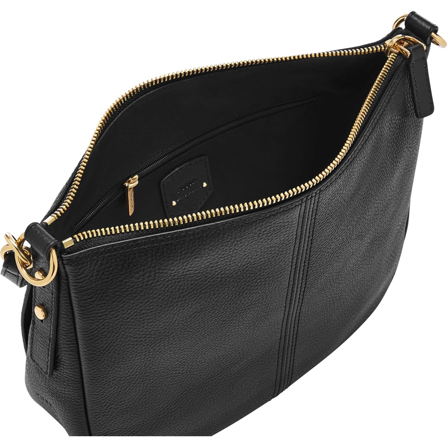 Bolso cruzado de cuero Fossil Jolie para mujer - Negro