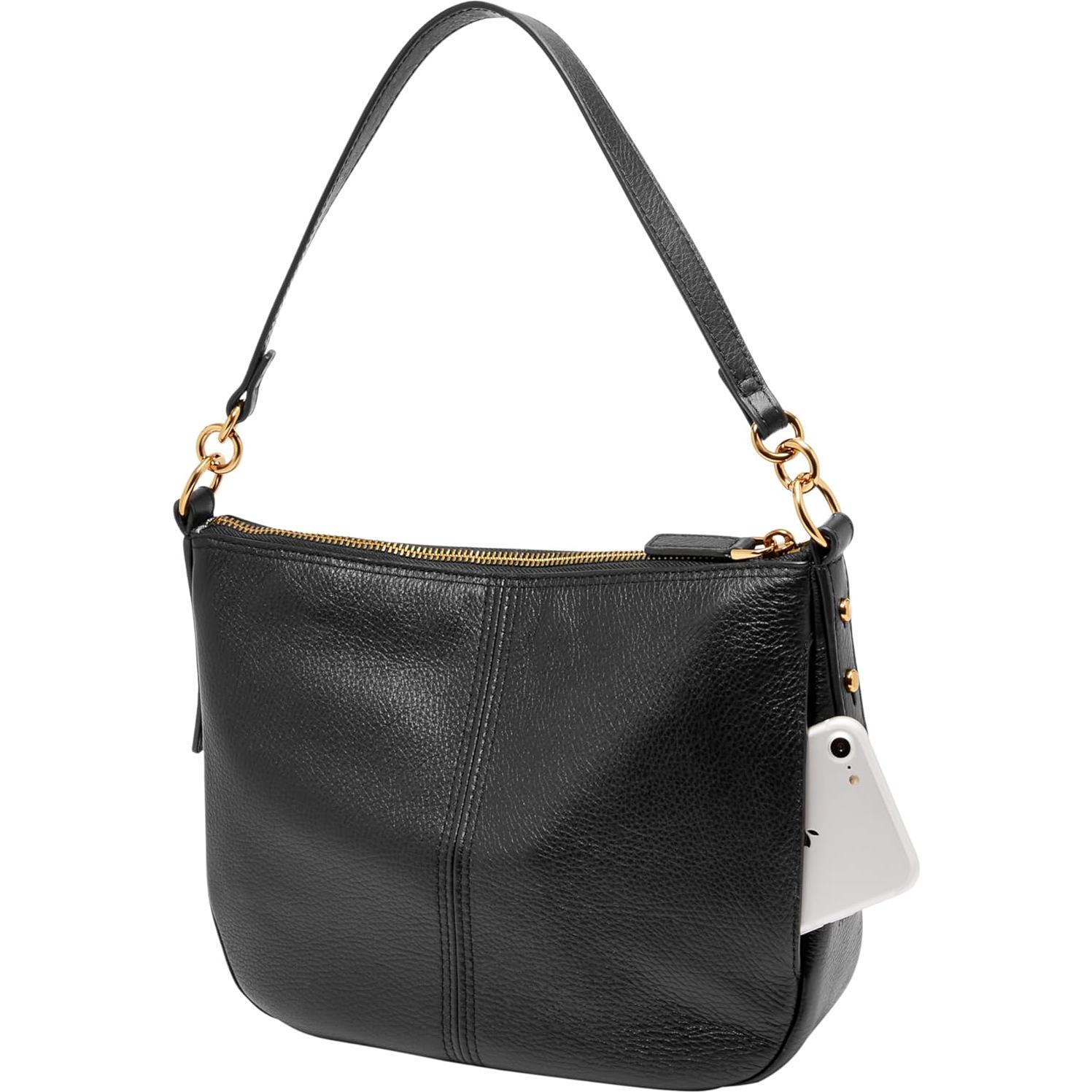 Bolso cruzado de cuero Fossil Jolie para mujer - Negro