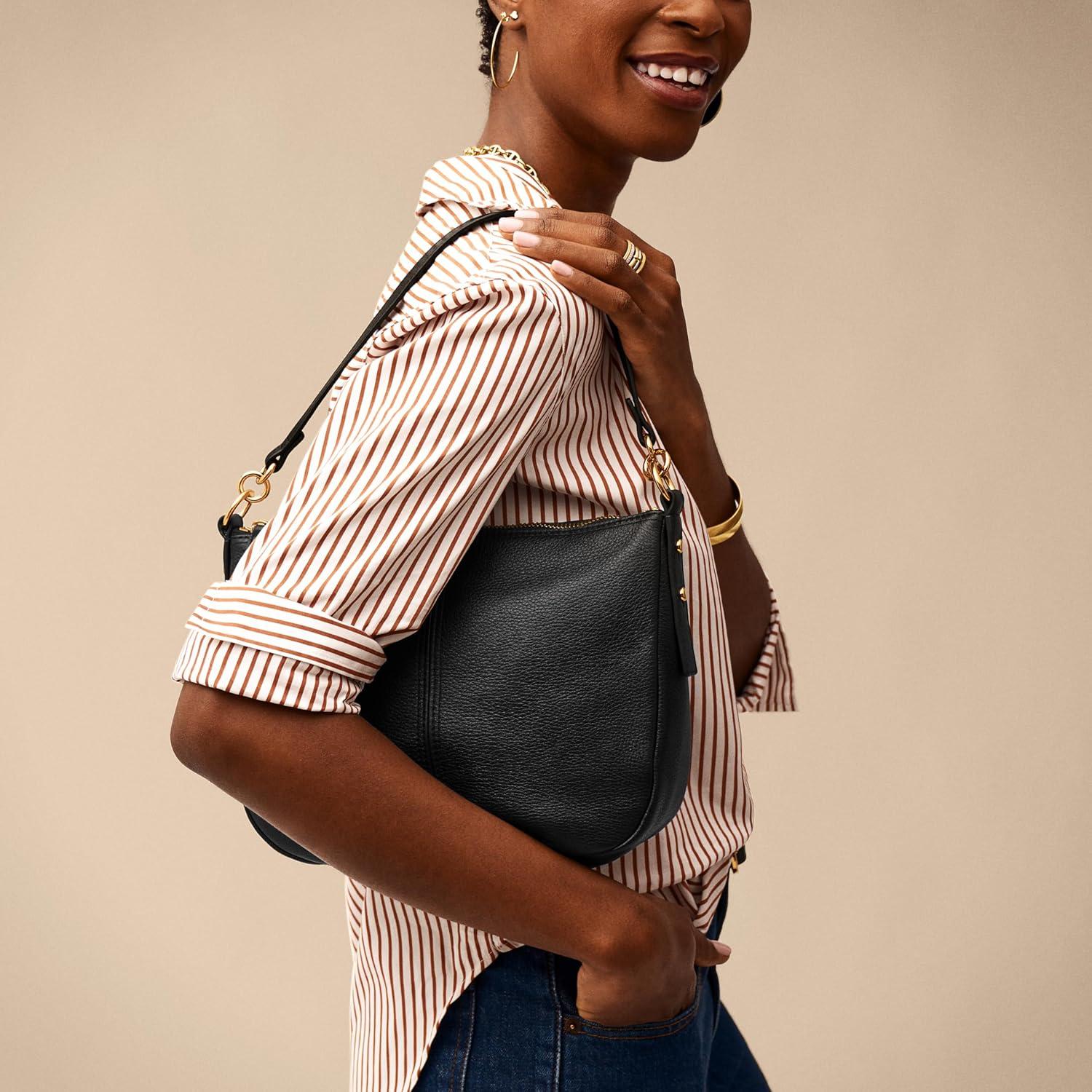 Bolso cruzado de cuero Fossil Jolie para mujer - Negro