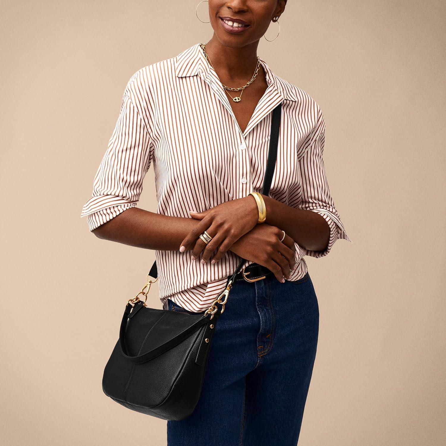 Bolso cruzado de cuero Fossil Jolie para mujer - Negro