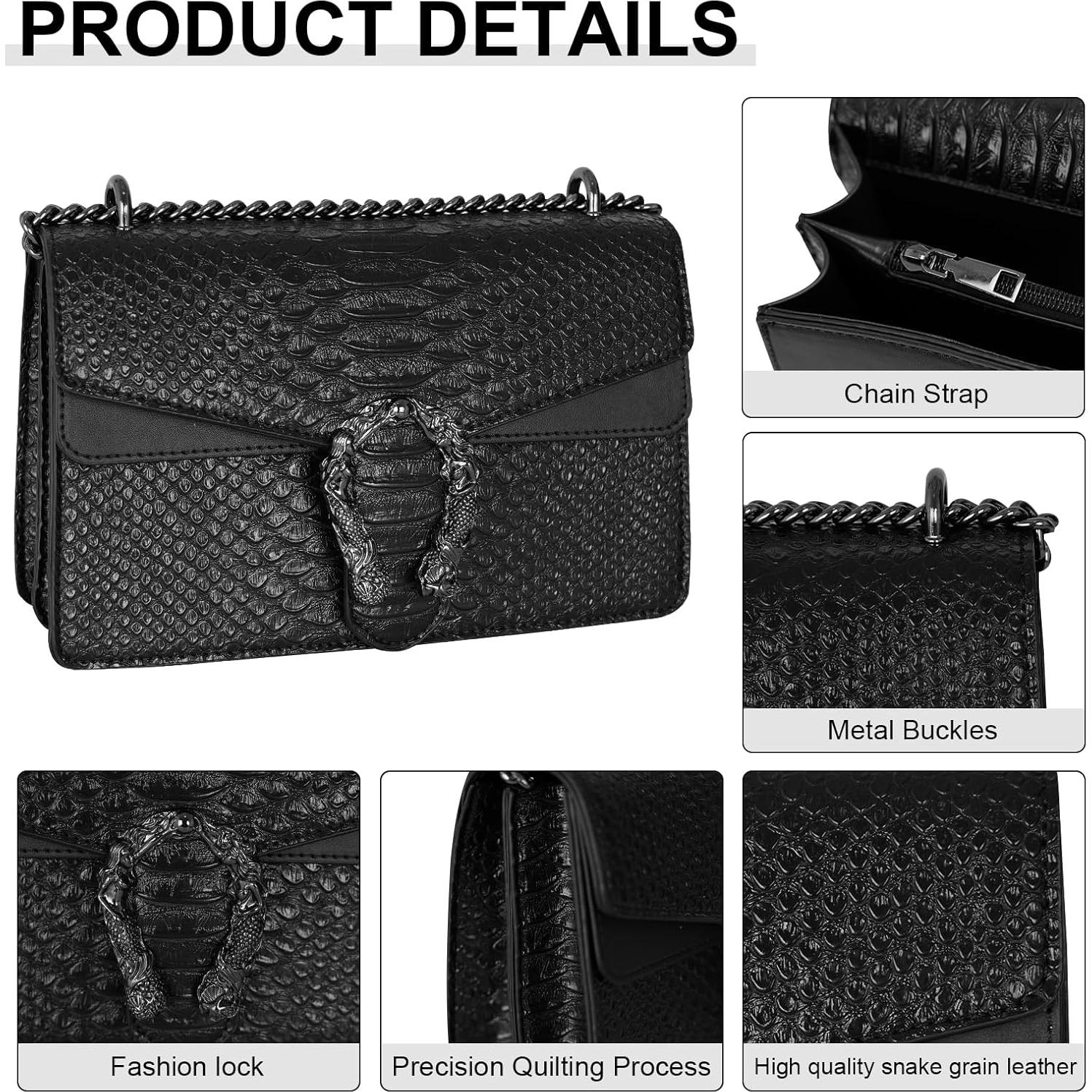 Bolso Cruzado Aiqudou de Cuero PU con Estampado de Serpiente