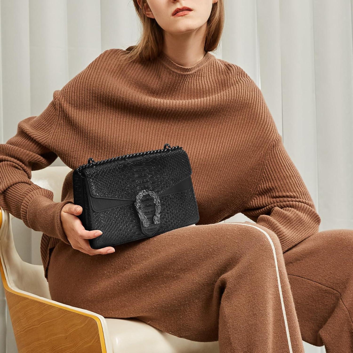 Bolso Cruzado Aiqudou de Cuero PU con Estampado de Serpiente