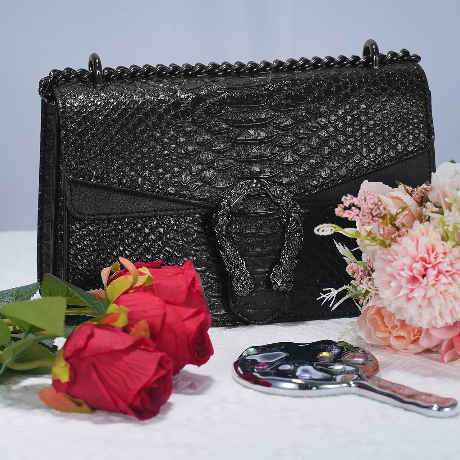 Bolso Cruzado Aiqudou de Cuero PU con Estampado de Serpiente