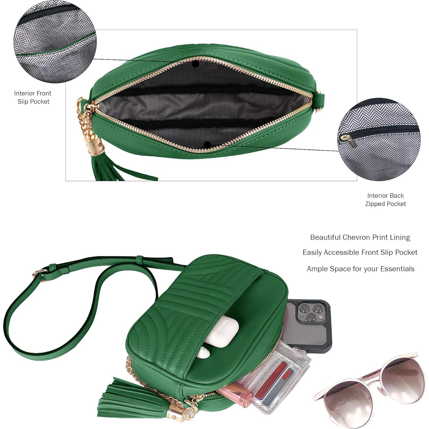 Bolso Cruzado Acolchado EVVE para Mujeres - Verde Kelly