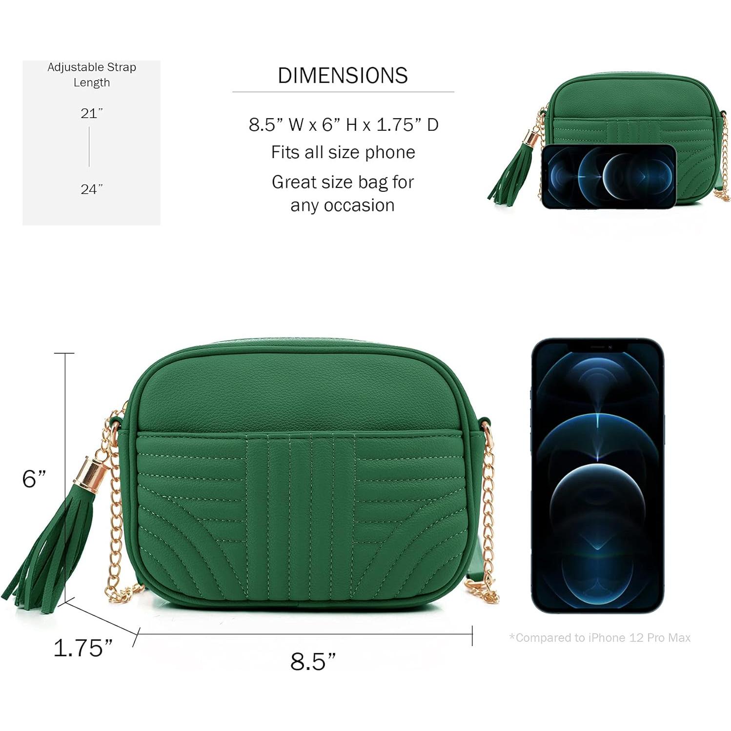 Bolso Cruzado Acolchado EVVE para Mujeres - Verde Kelly