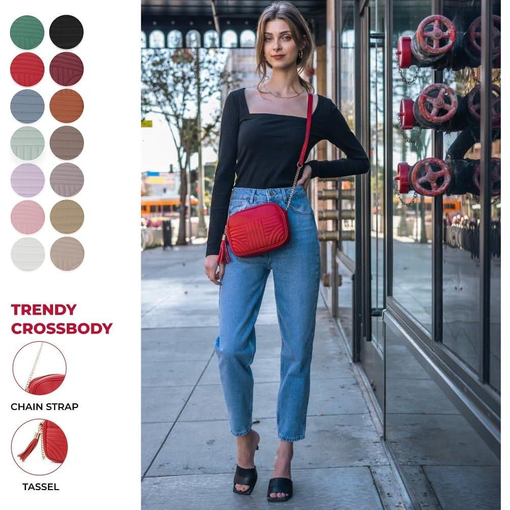 Bolso Cruzado Acolchado EVVE para Mujeres - Verde Kelly