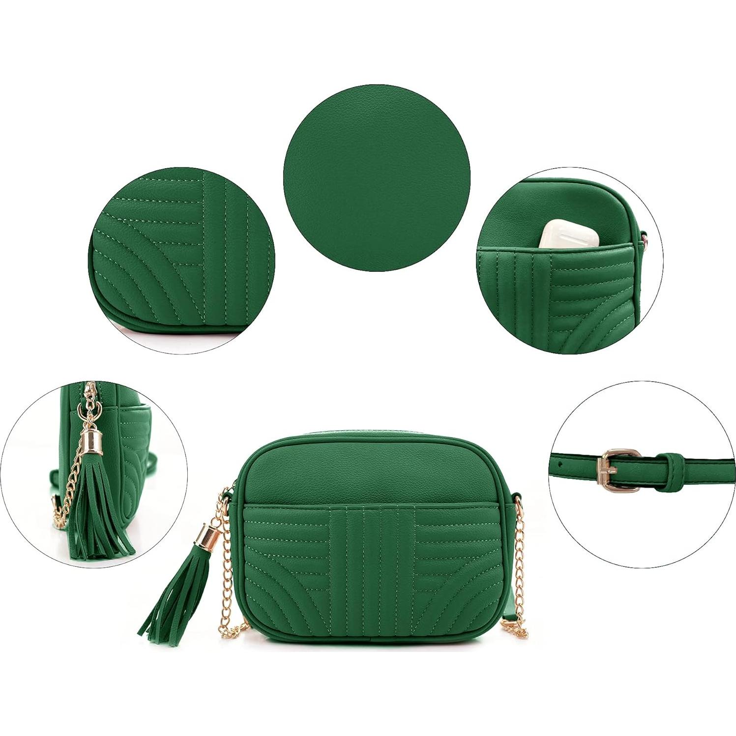 Bolso Cruzado Acolchado EVVE para Mujeres - Verde Kelly