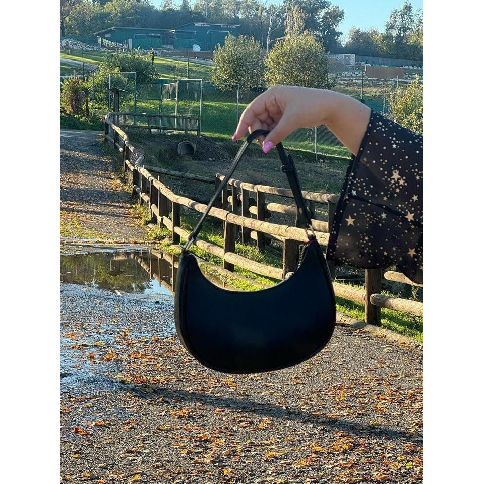 Bolso de Hombro Barabum Negro de Cuero Vegano con Correa Desmontable