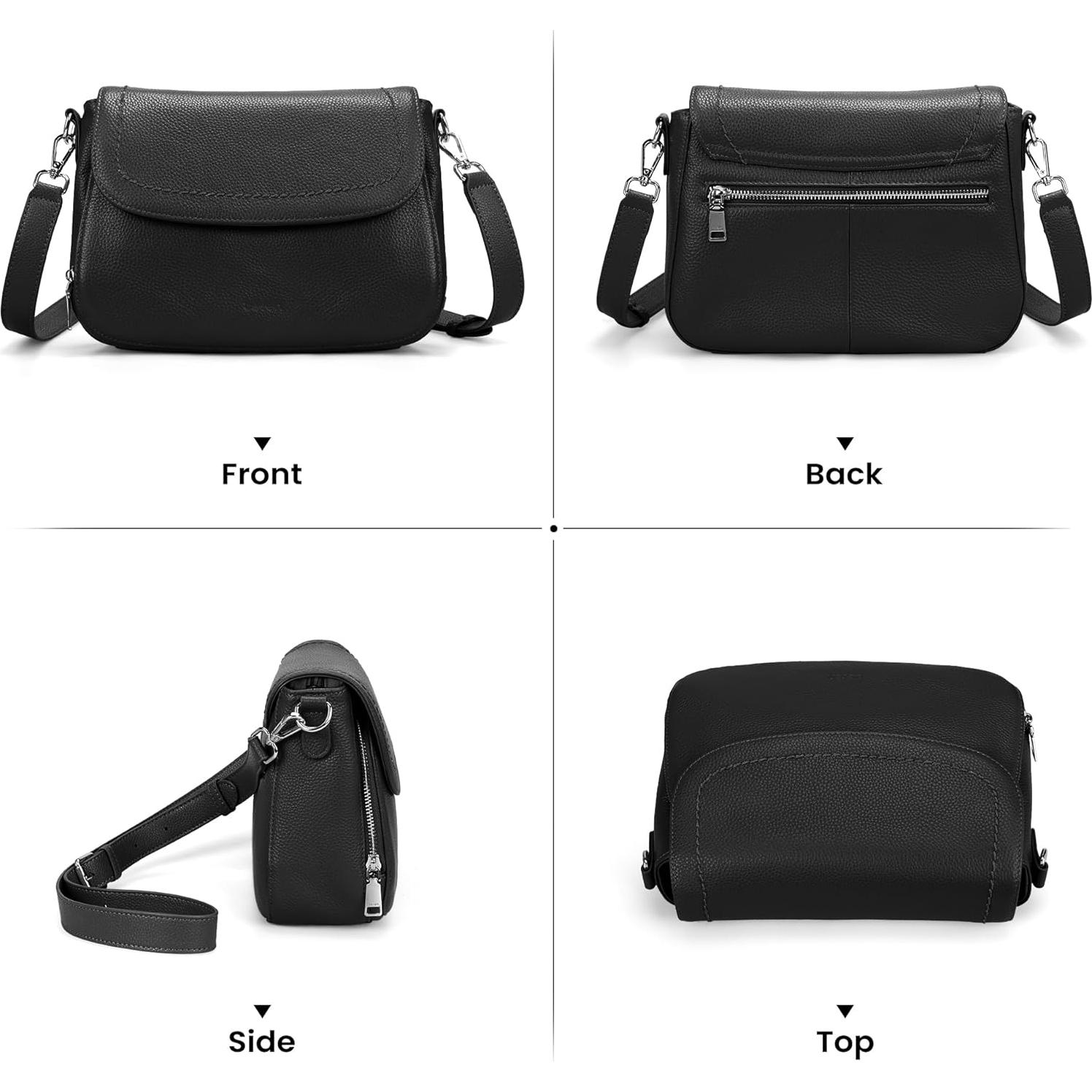 Bolso Cruzado de Cuero Genuino befen con Cartera RFID - Negro