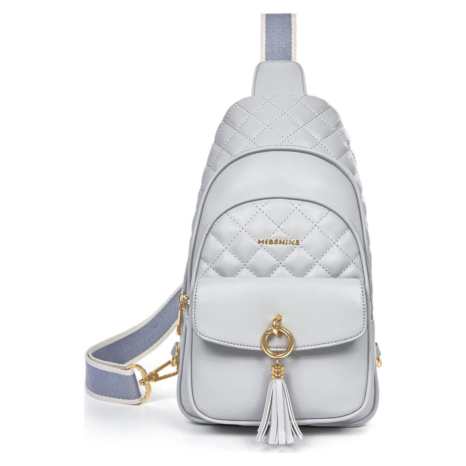 Bolsa Cruzada Acolchada Missnine para Mujeres - Gris - 20.8x9.4x32.8 cm