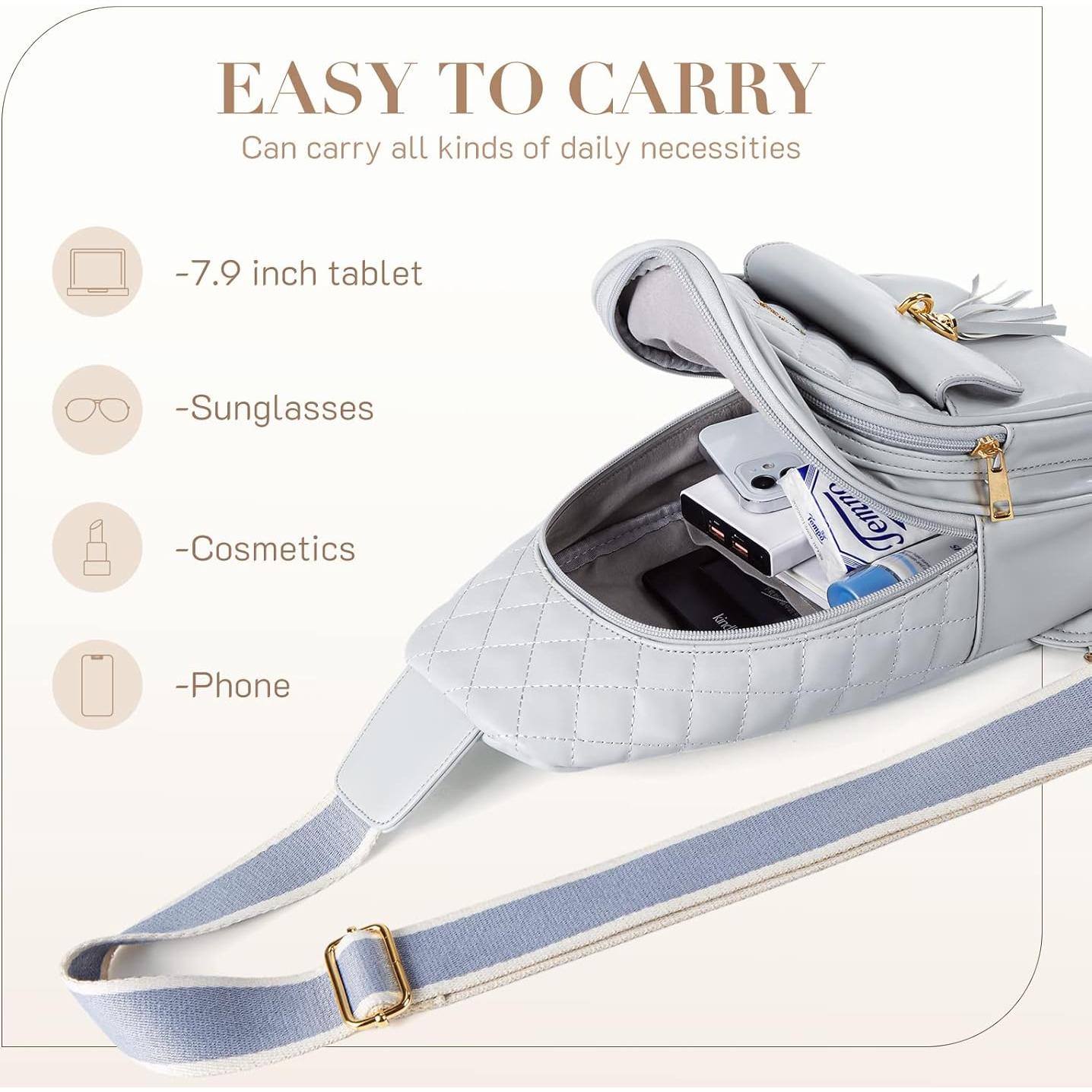 Bolsa Cruzada Acolchada Missnine para Mujeres - Gris - 20.8x9.4x32.8 cm