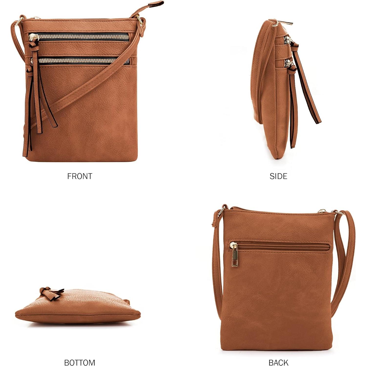 Bolsa de Hombro DELUXITY Cognac | Cuero Vegano | Mediana